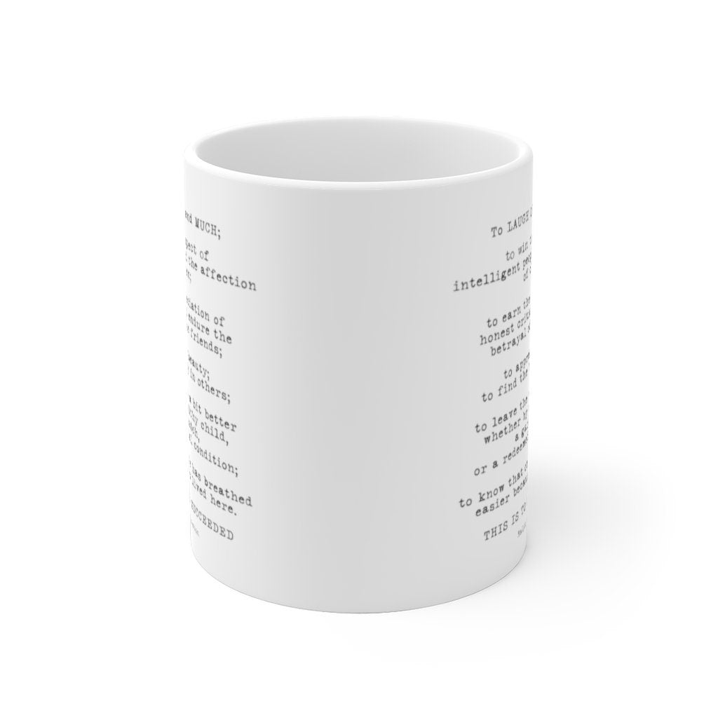 Emerson Success Quote Coffee Mug 11oz White Ceramic Mug