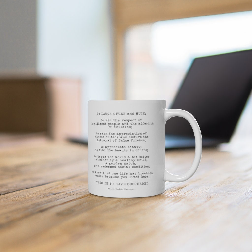 Emerson Success Quote Coffee Mug 11oz White Ceramic Mug