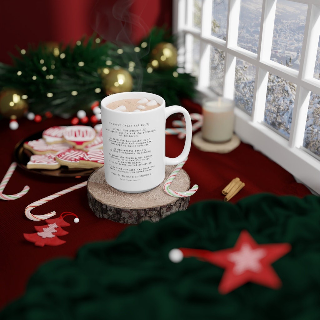 Emerson Success Quote Coffee Mug 11oz White Ceramic Mug