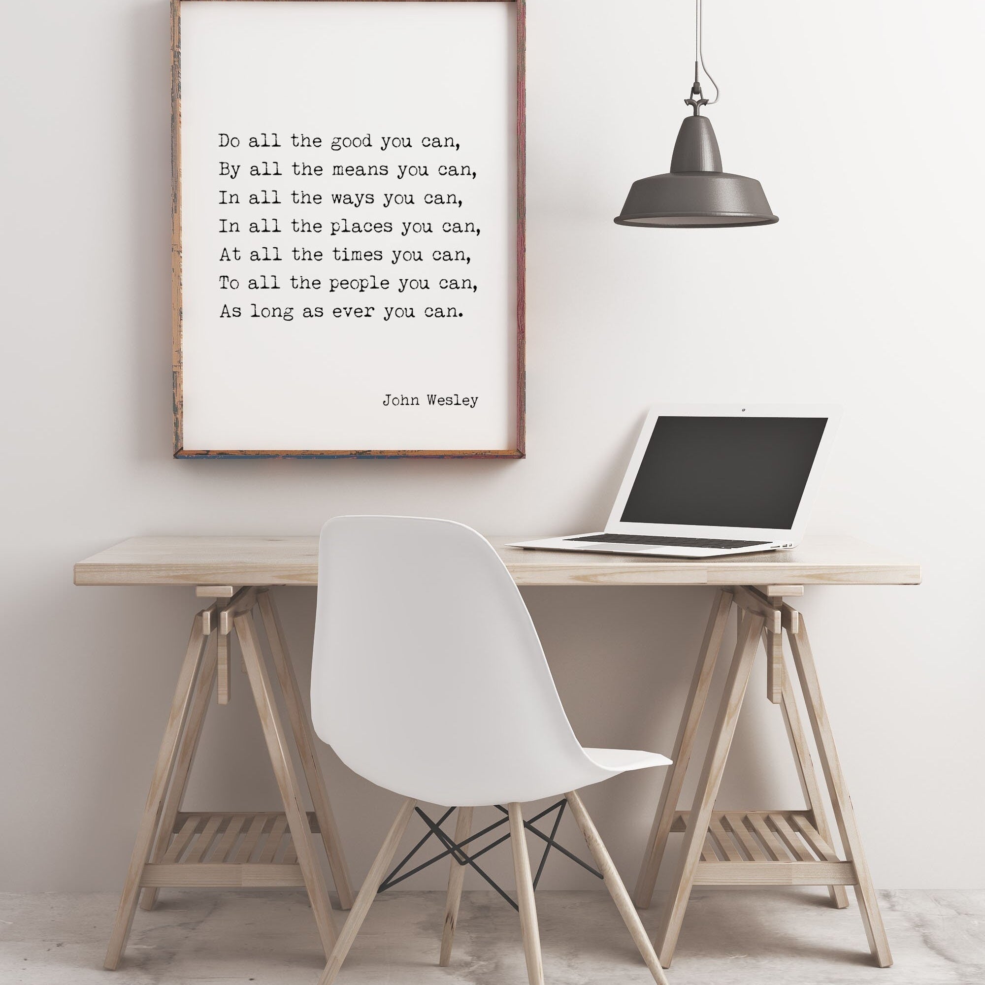 Do All The Good You Can Quote Print in Black & White, John Wesley Inspirational Quote Wall Art Print Unframed or Framed