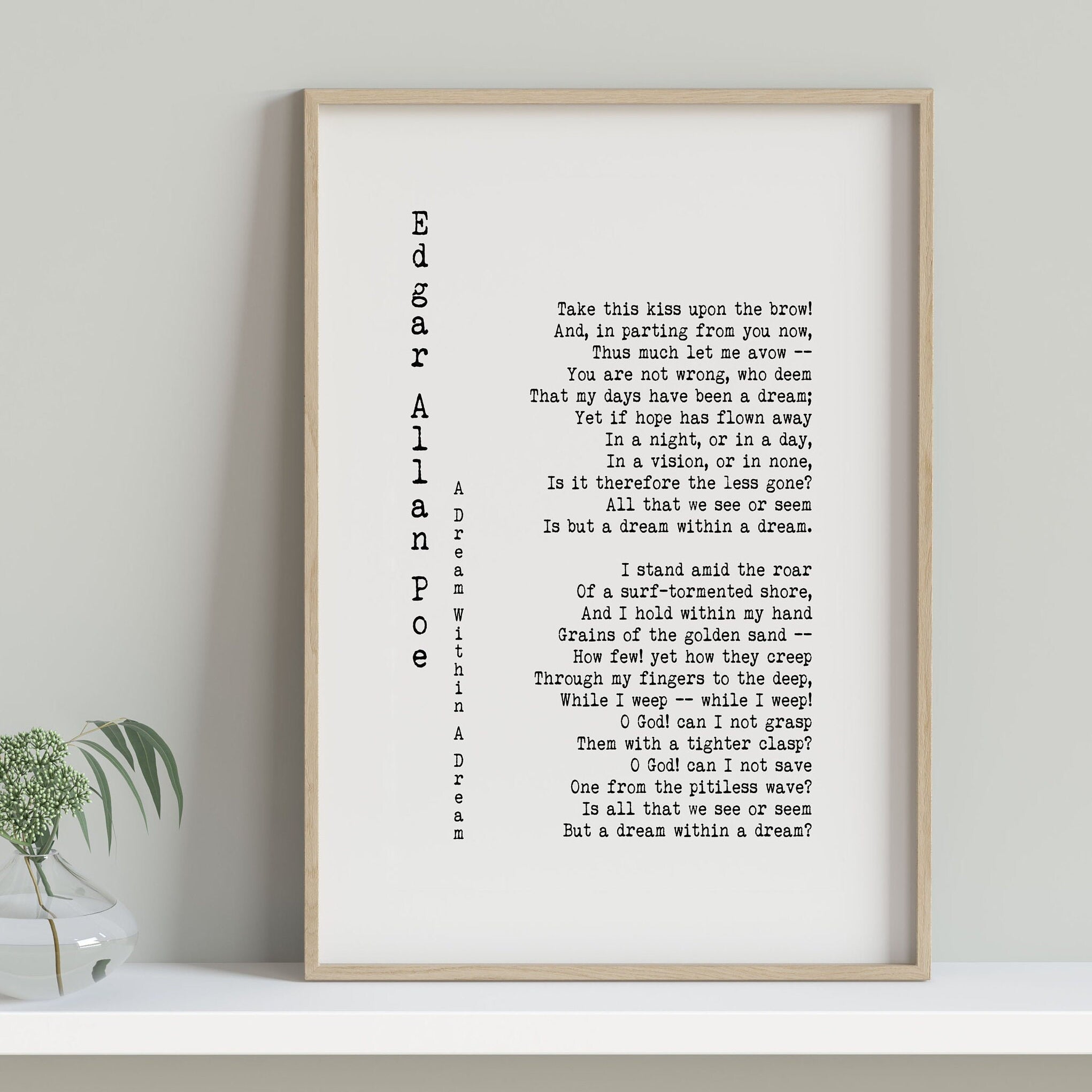 A Dream Within A Dream Poetry Quote Art, Edgar Poe Poem Art Print