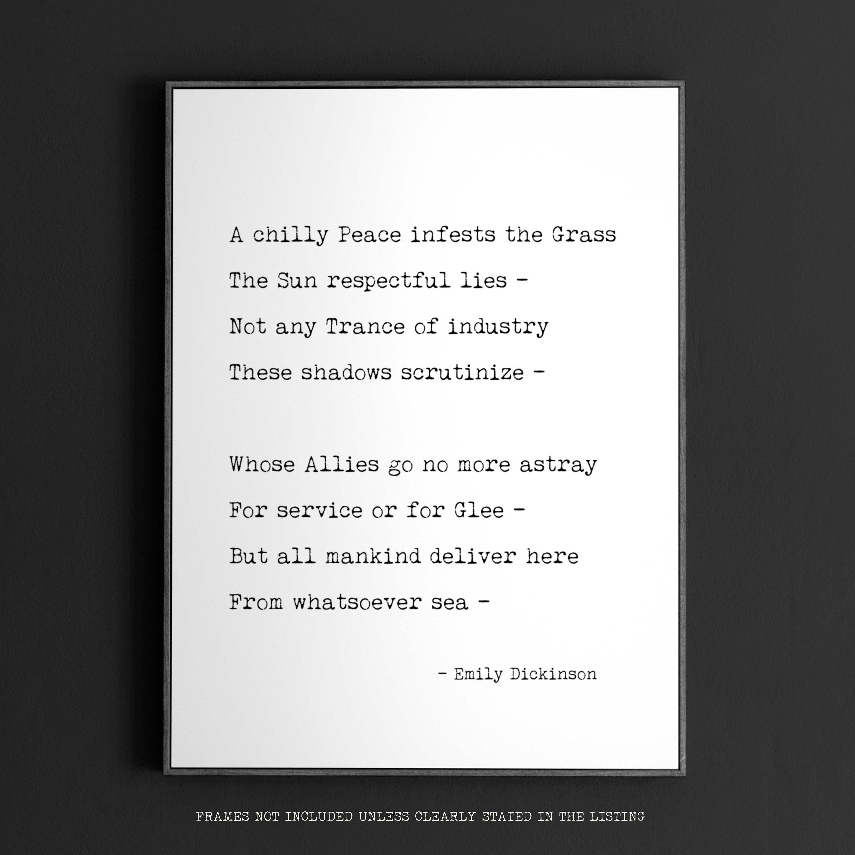 A chilly Peace infests the Grass Poem by Emily Dickinson - Print