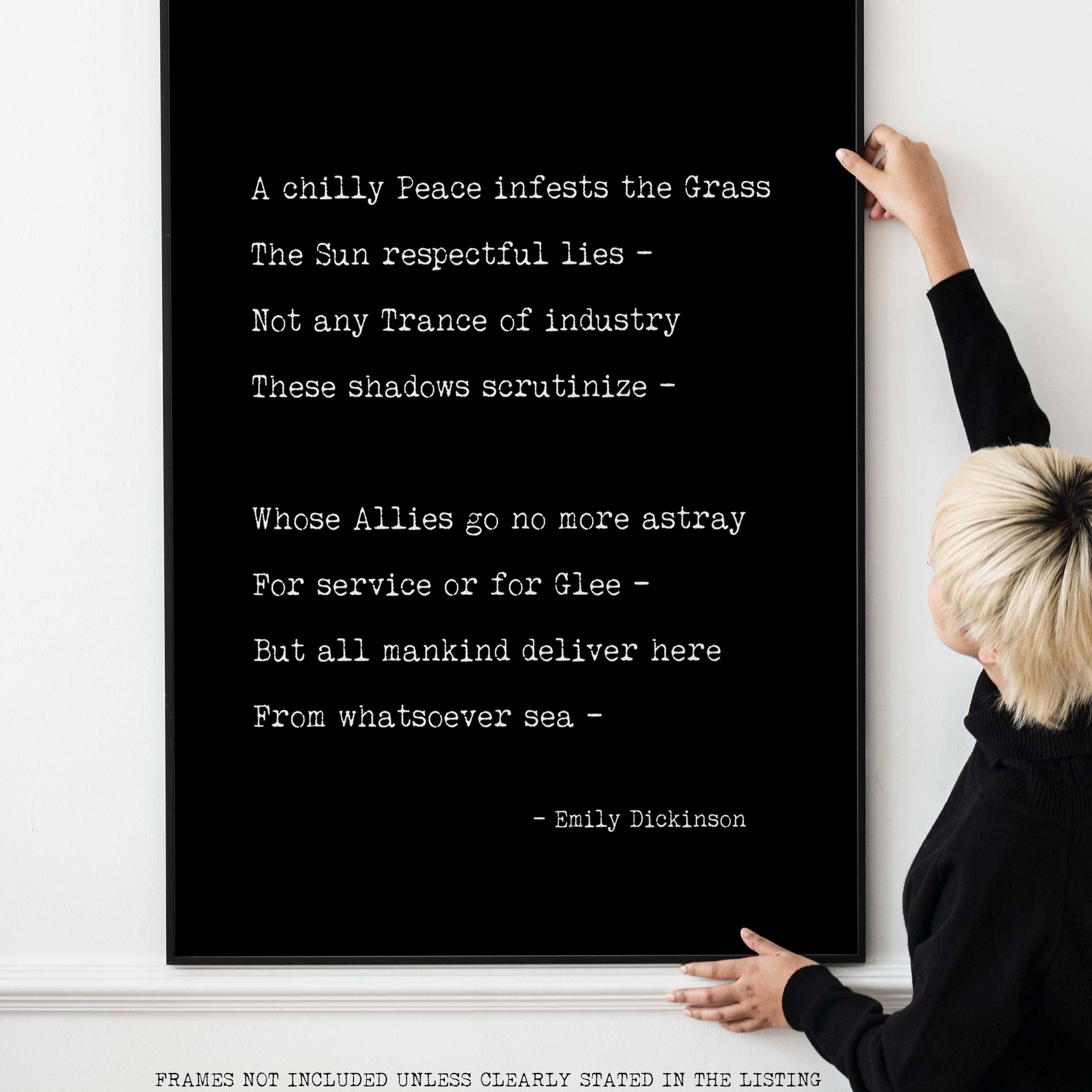 A chilly Peace infests the Grass Poem by Emily Dickinson - Print