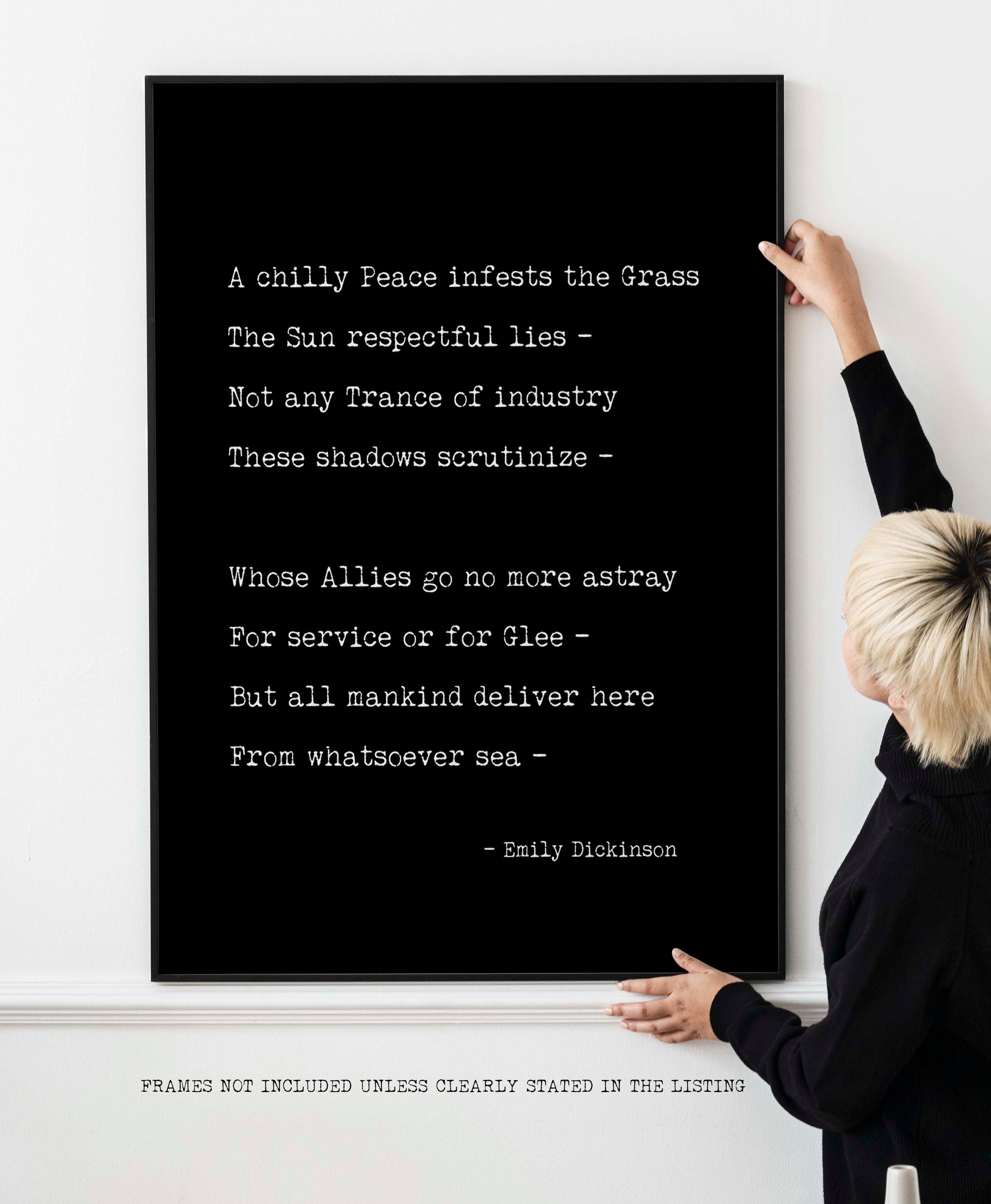 A chilly Peace infests the Grass Poem by Emily Dickinson - Print