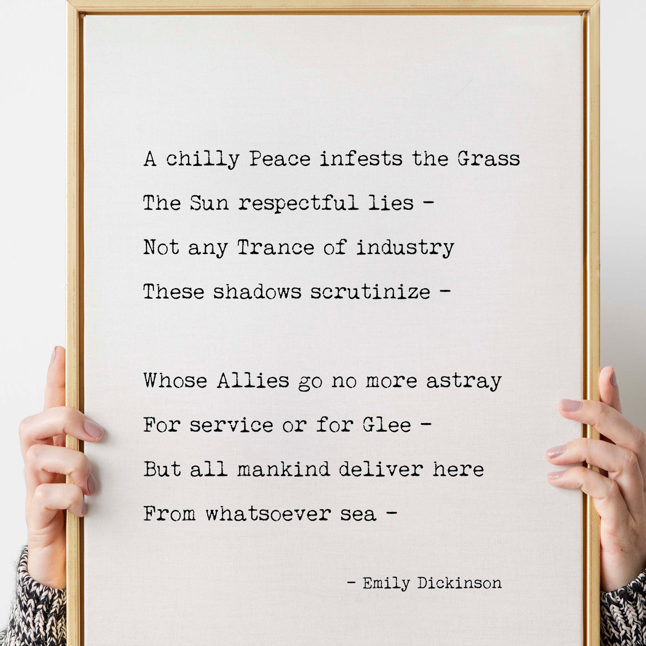 A chilly Peace infests the Grass Poem by Emily Dickinson - Print