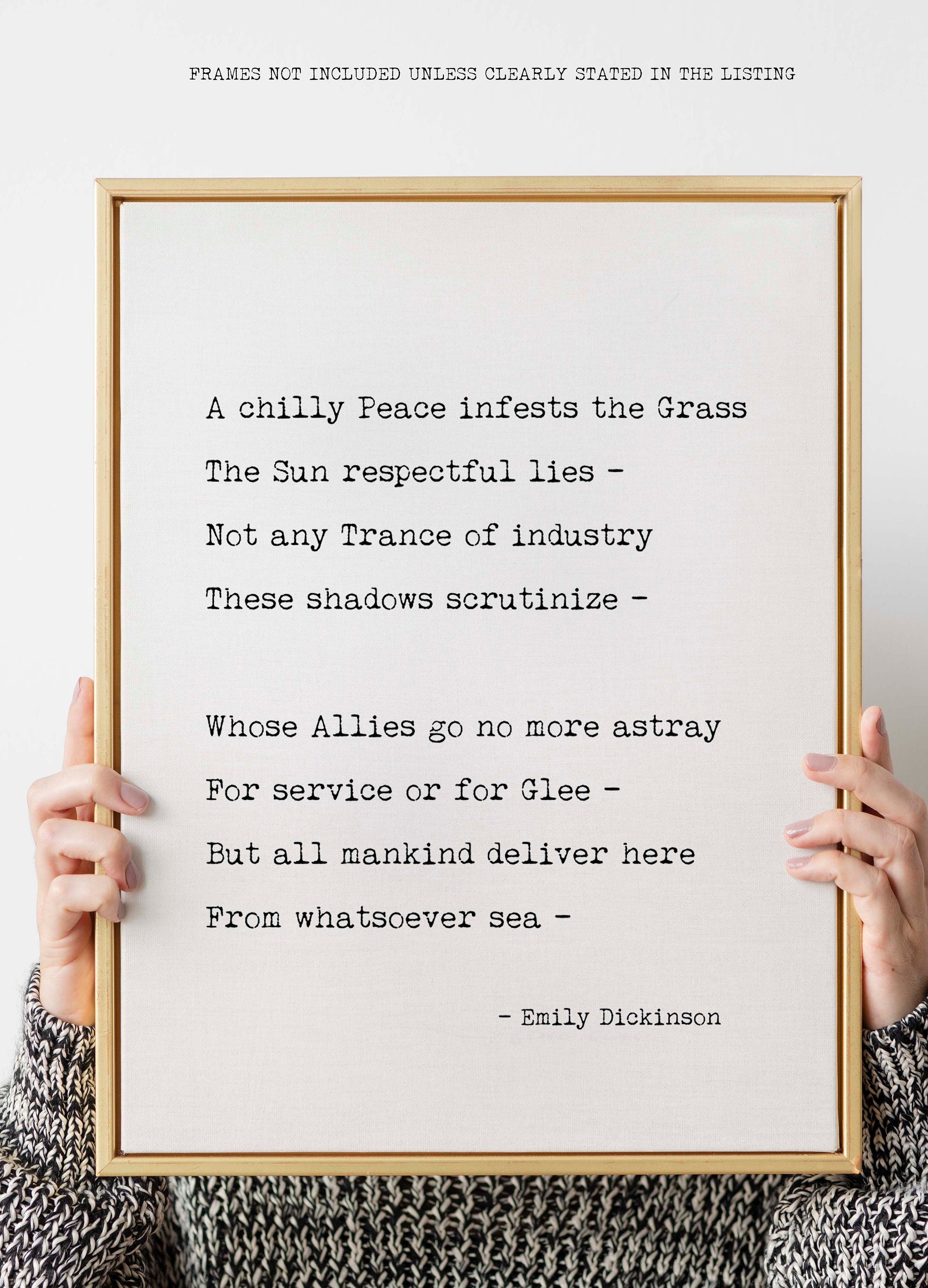 A chilly Peace infests the Grass Poem by Emily Dickinson - Print