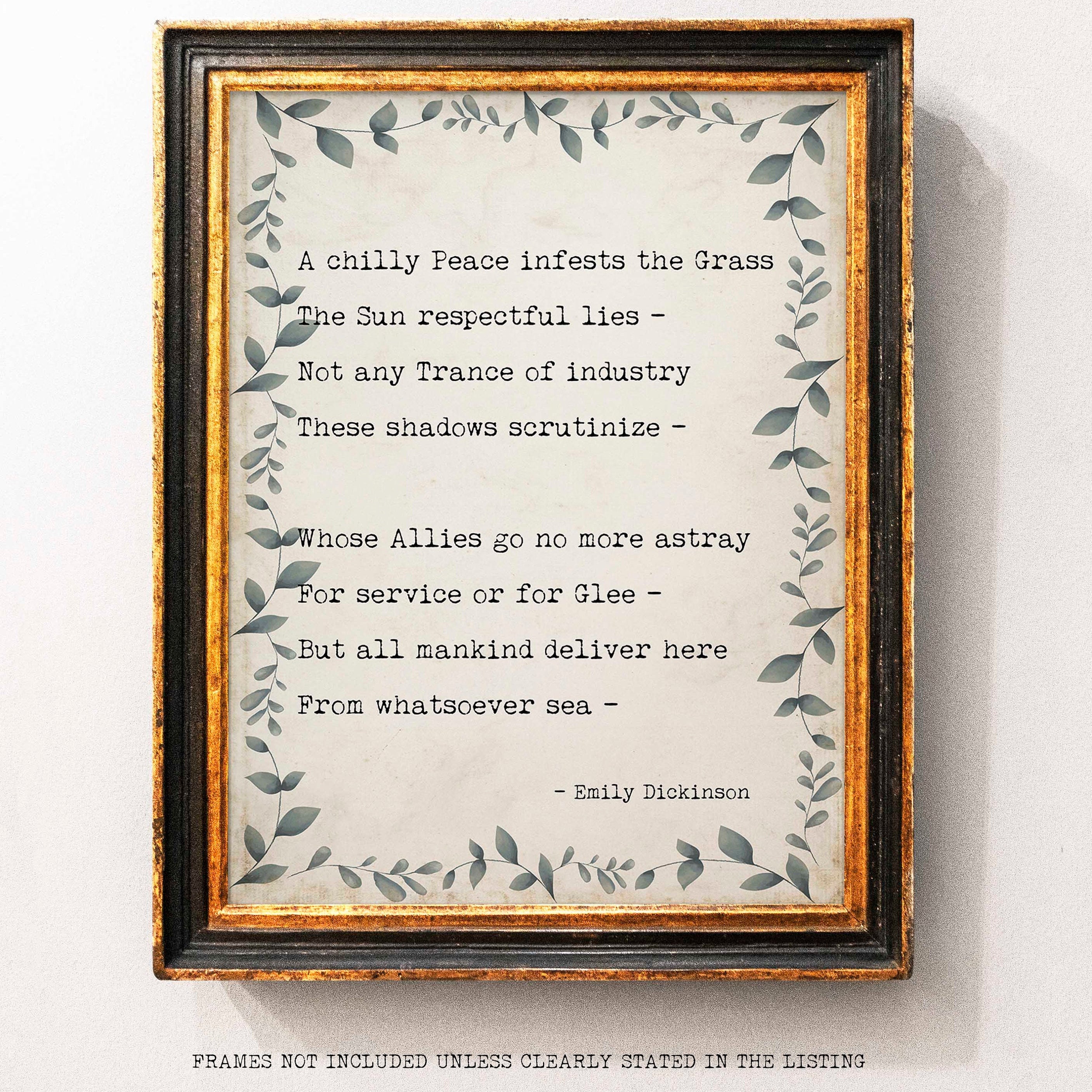 A chilly Peace infests the Grass Poem by Emily Dickinson - Print
