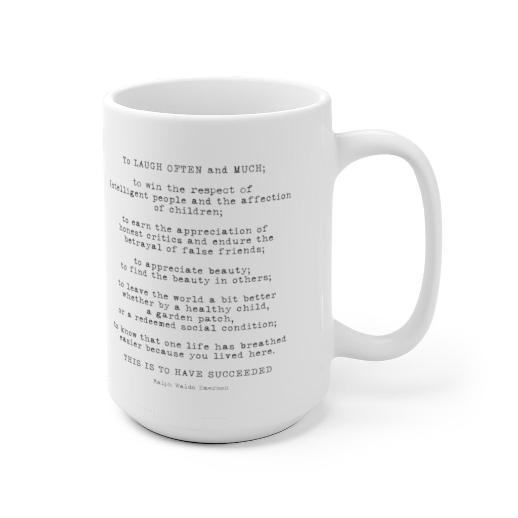 Emerson Success Quote Coffee Mug 11oz White Ceramic Mug