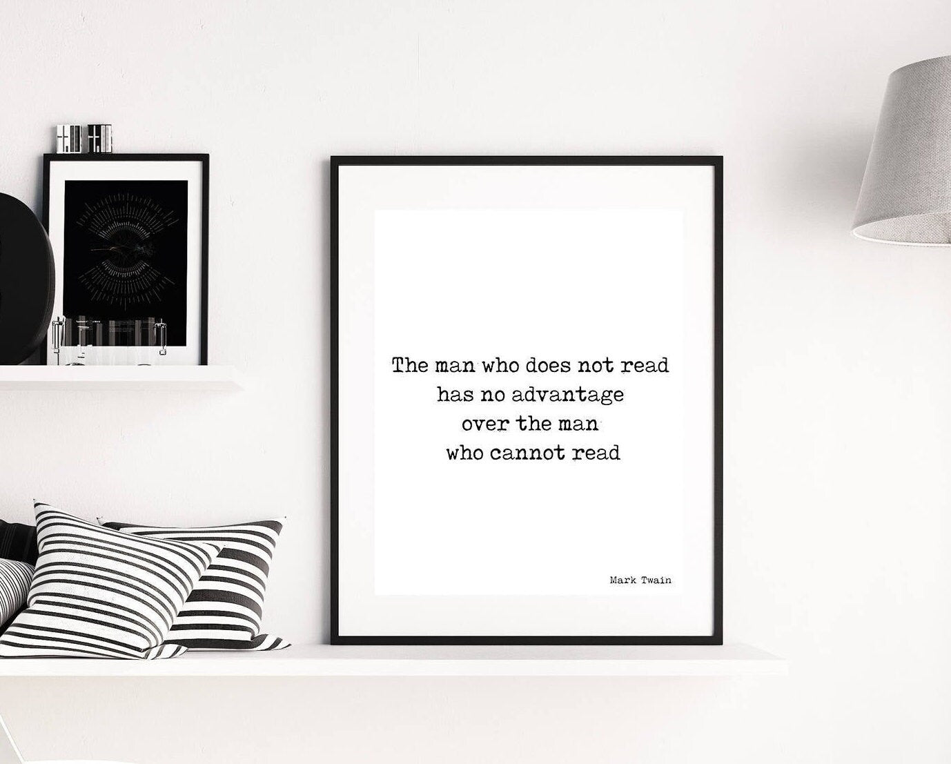 Mark Twain Wall Art Prints, The Man Who Does Not Read Quote For Library Decor
