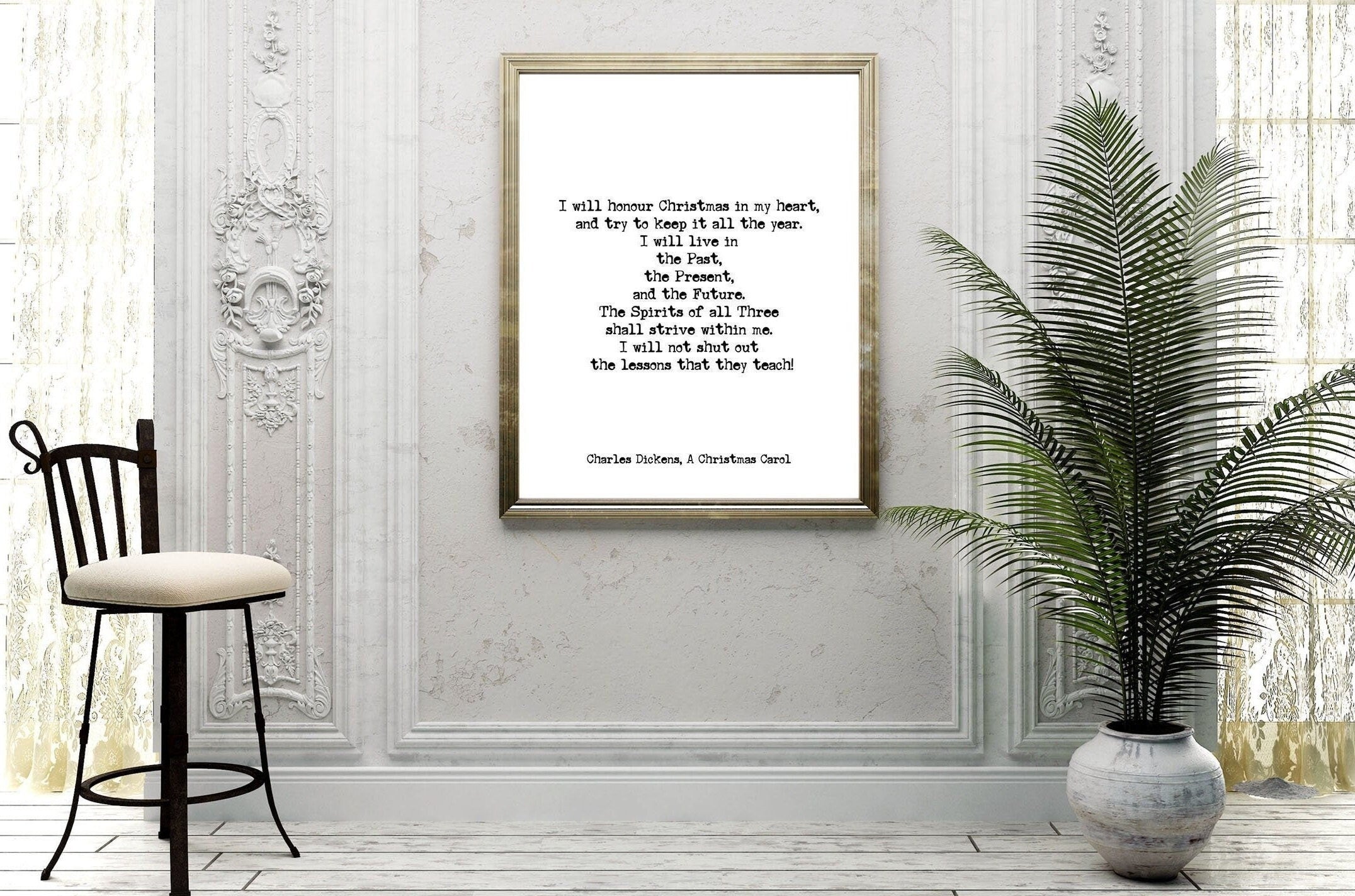 A Christmas Carol Wall Art Quote Print, Charles Dickens Black And White Print