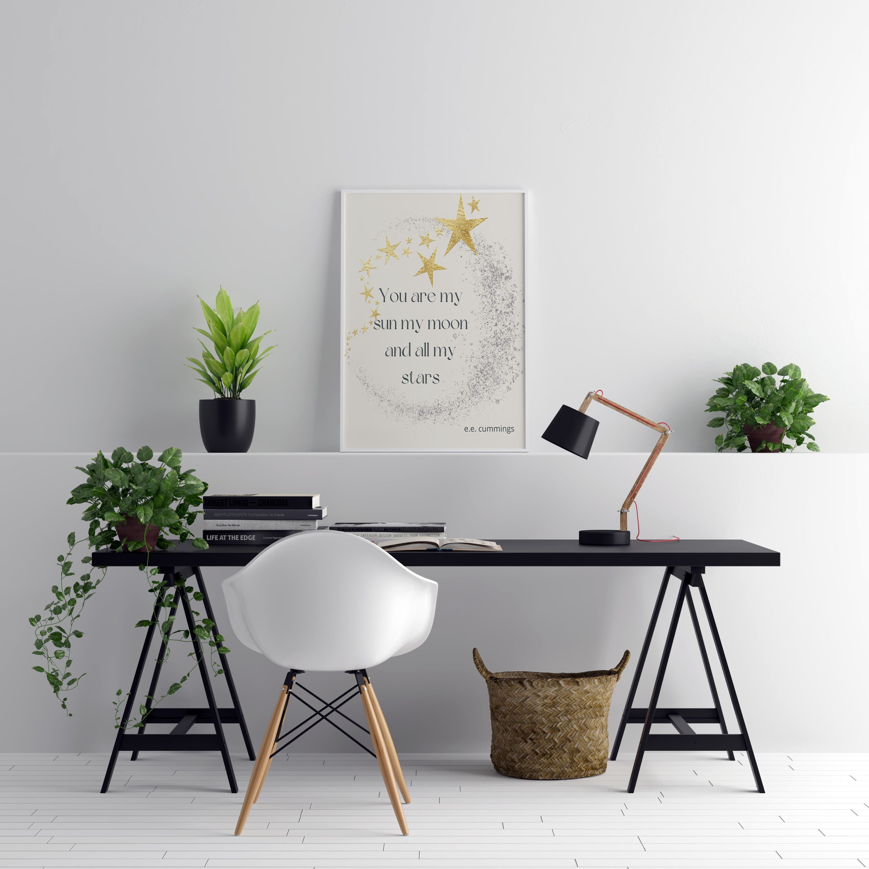 You Are My Sun My Moon All My Stars e.e. cummings Love Quote Print, Unframed Love Poetry Art