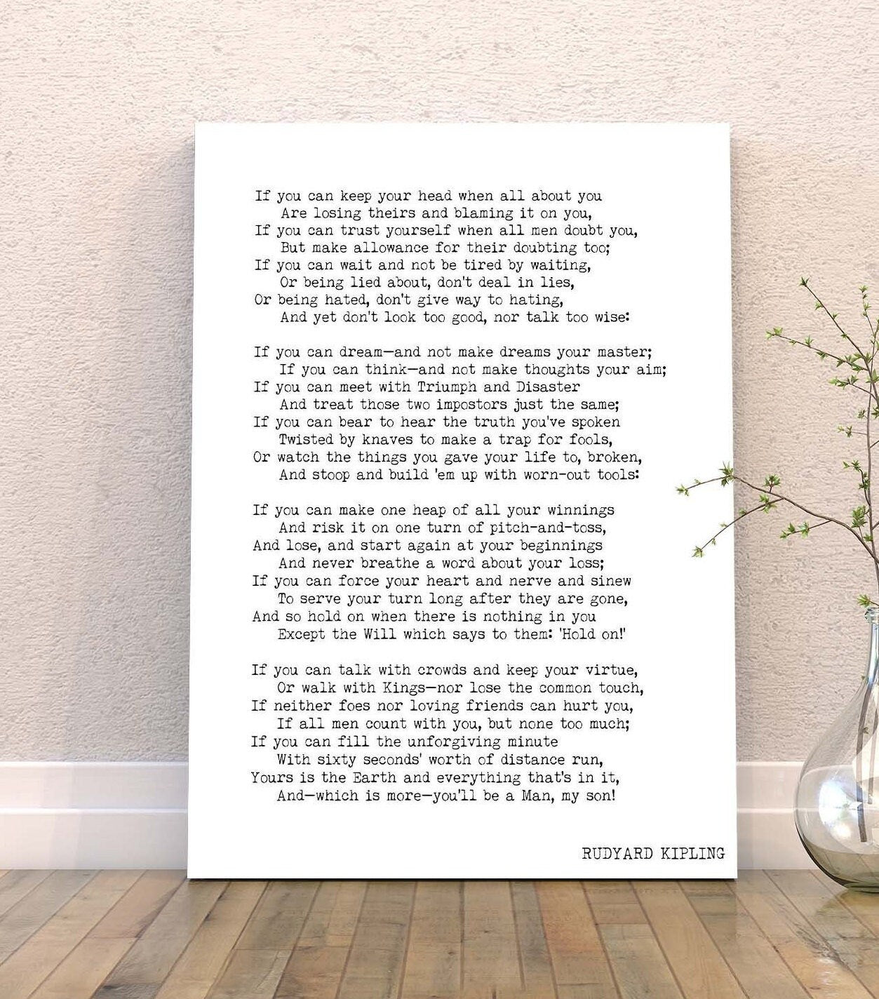 IF by Kipling Poem Canvas Art Print, Rudyard Kipling Poetry Art Print