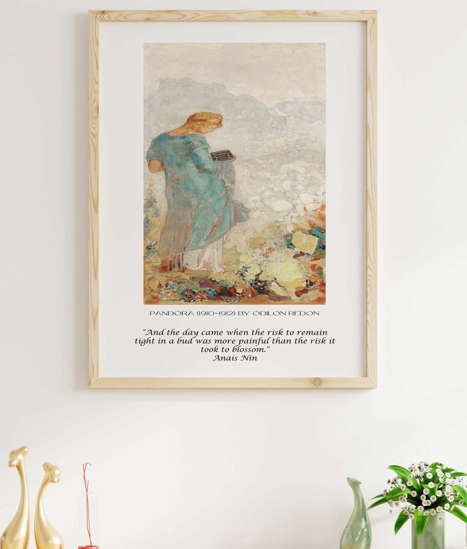 Anais Nin And The Day Came Quote Wall Art Prints, Odilon Redon Fine Art Print - Pandora Painting