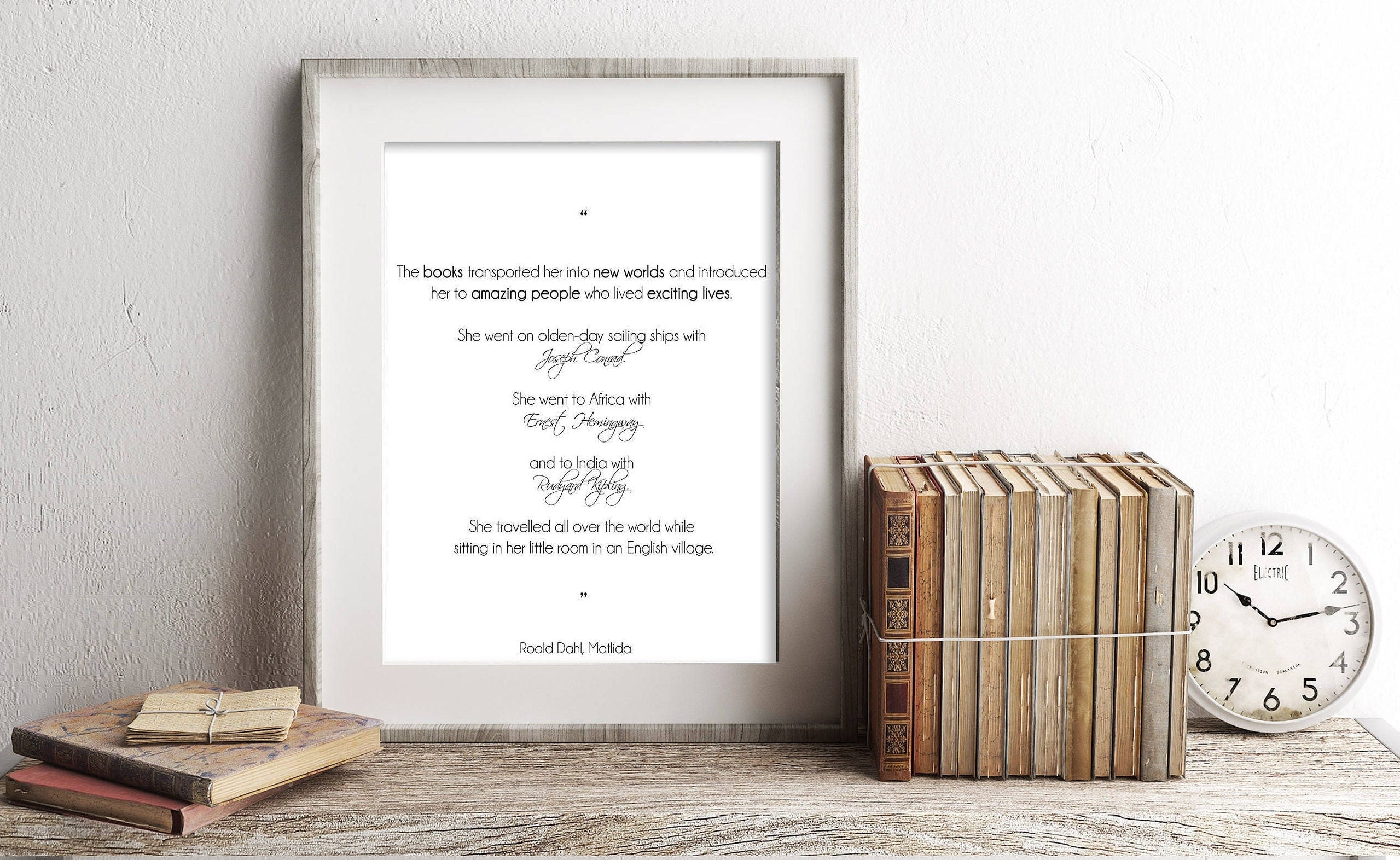 Roald Dahl Matilda Books Transported Her Quote Literary Art Poster, Book Quote Art