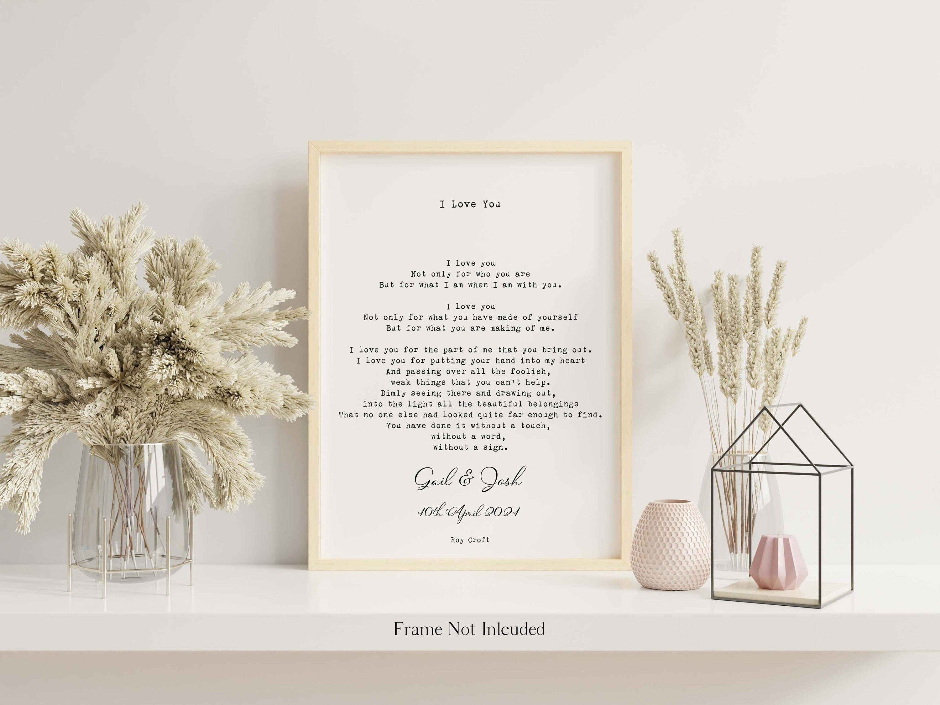 Personalized I Love You Poem, Custom Poem Print Wedding Gift Idea