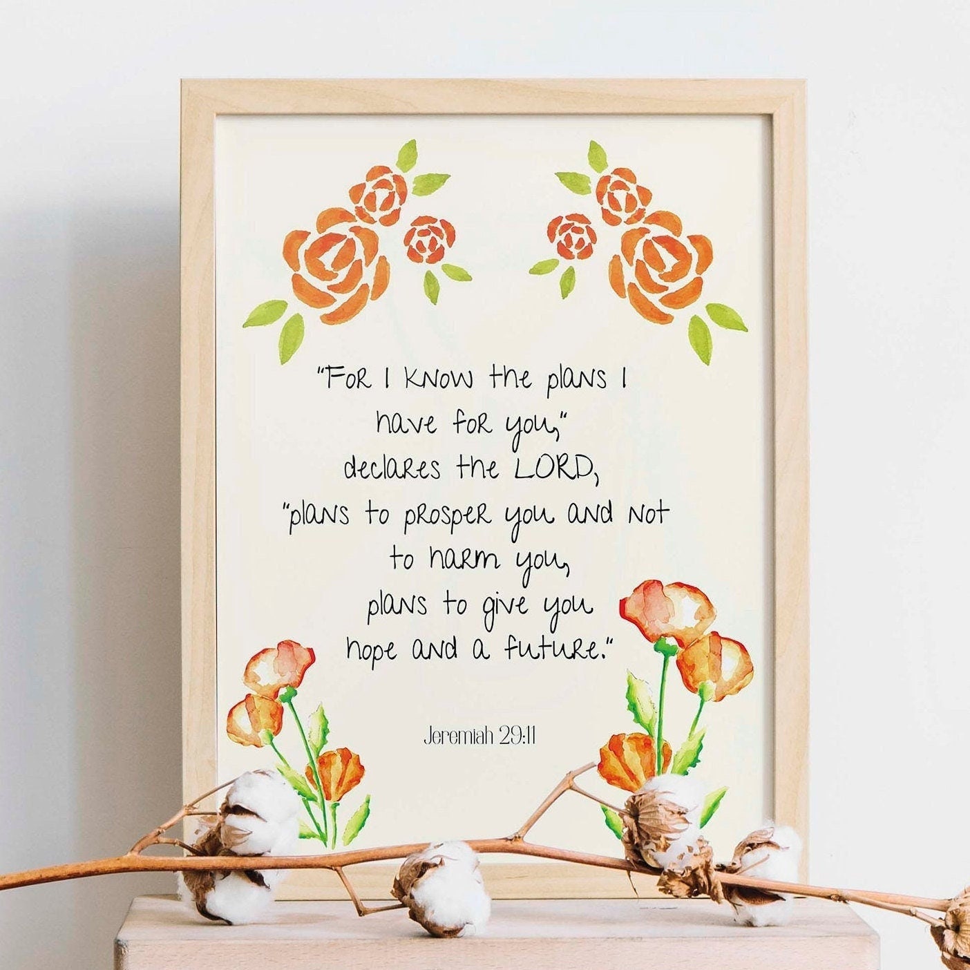 Jeremiah 29:11 Give you Hope and a Future Bible Verse Print, Christian –  BookQuoteDecor