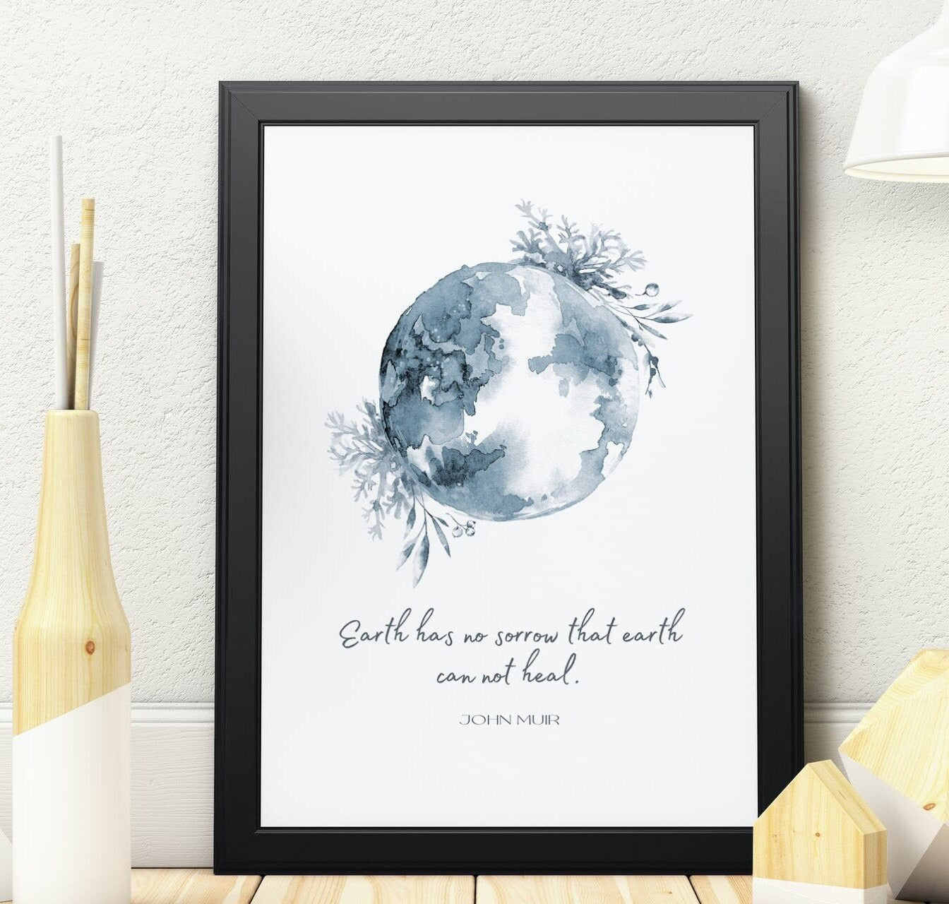 Earth Has No Sorrow John Muir Print Country Decor, Grey Quote Wall Art Print