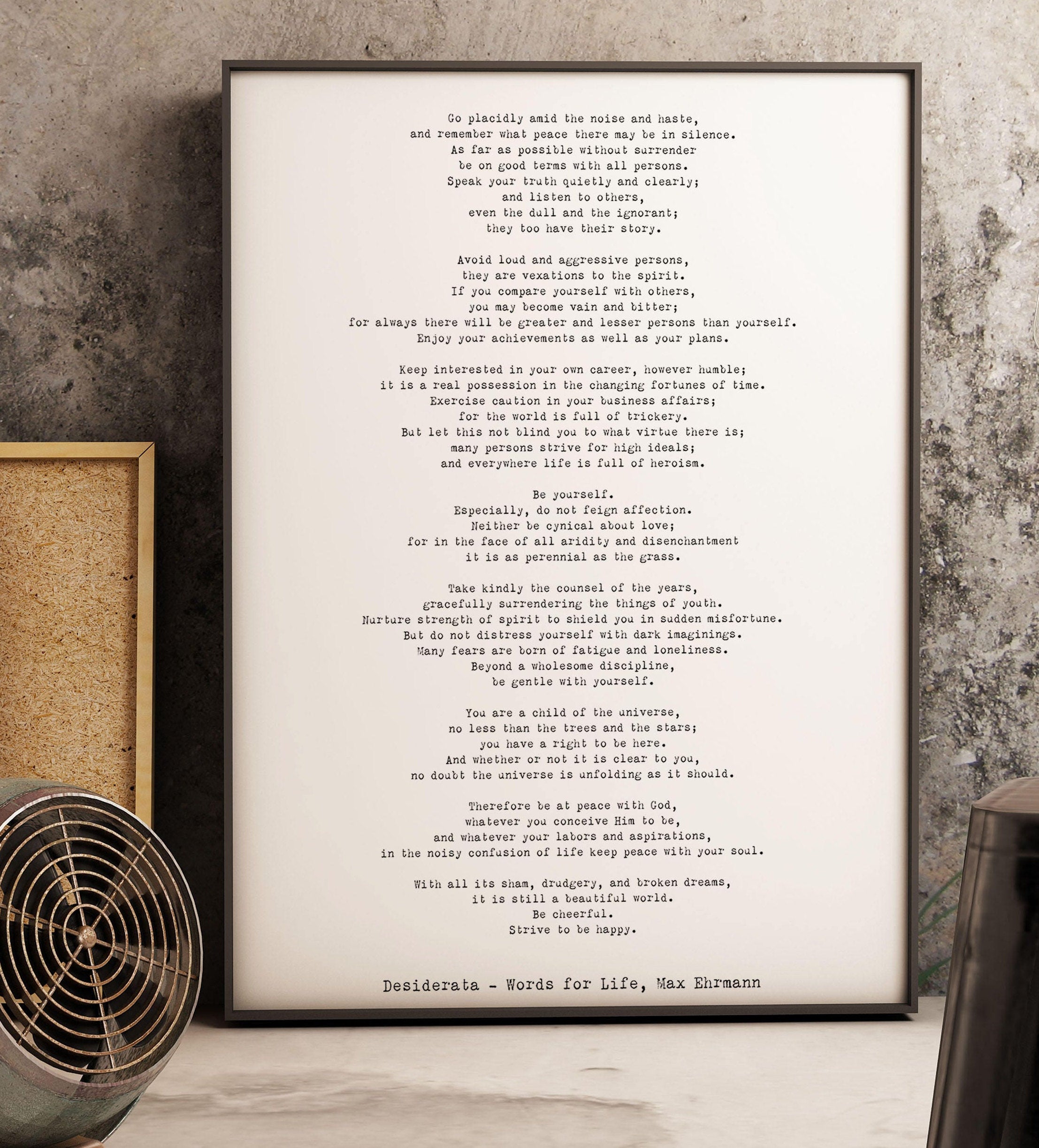 Print Desiderata Framed, 12x16 poem print