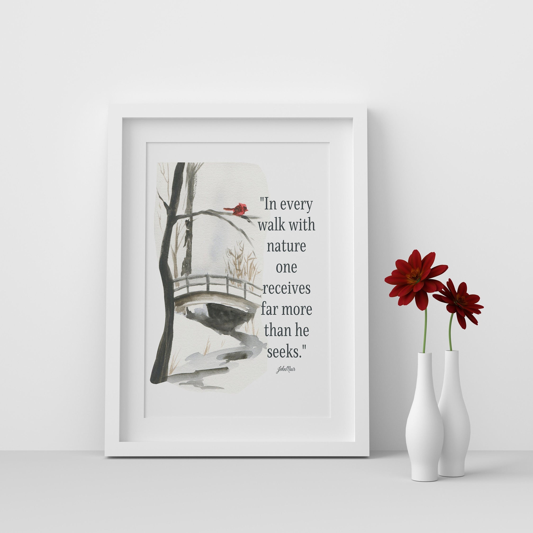 John Muir Print for Country Decor, In Every Walk With Nature Quote Wall Art Prints