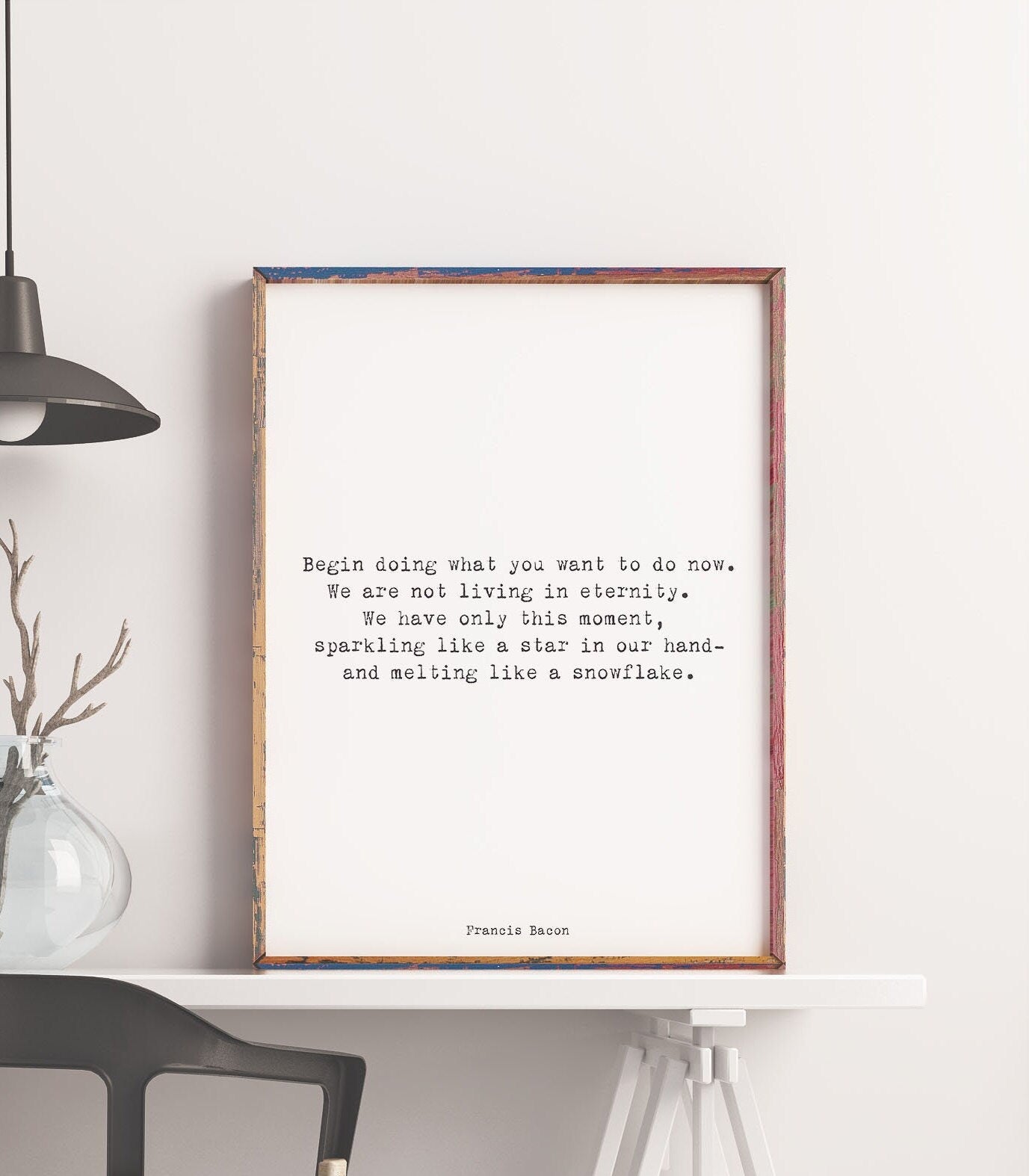 Francis Bacon Life Quote Inspirational Print Gift, Typography Quote Print Black & White Unframed or Framed Art