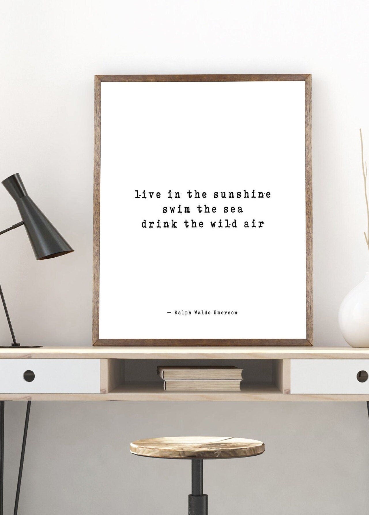Live In The Sunshine Ralph Waldo Emerson Quote Art Print Wall Decor, Unframed and Framed Art