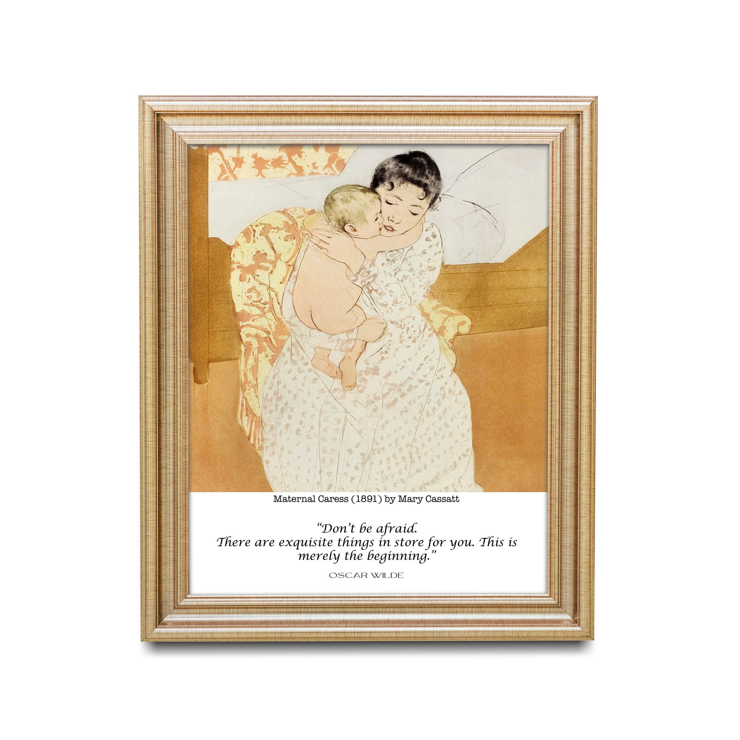Oscar Wilde Inspirational Quote, Unframed Mary Cassatt Fine Art Prints - Maternal Caress