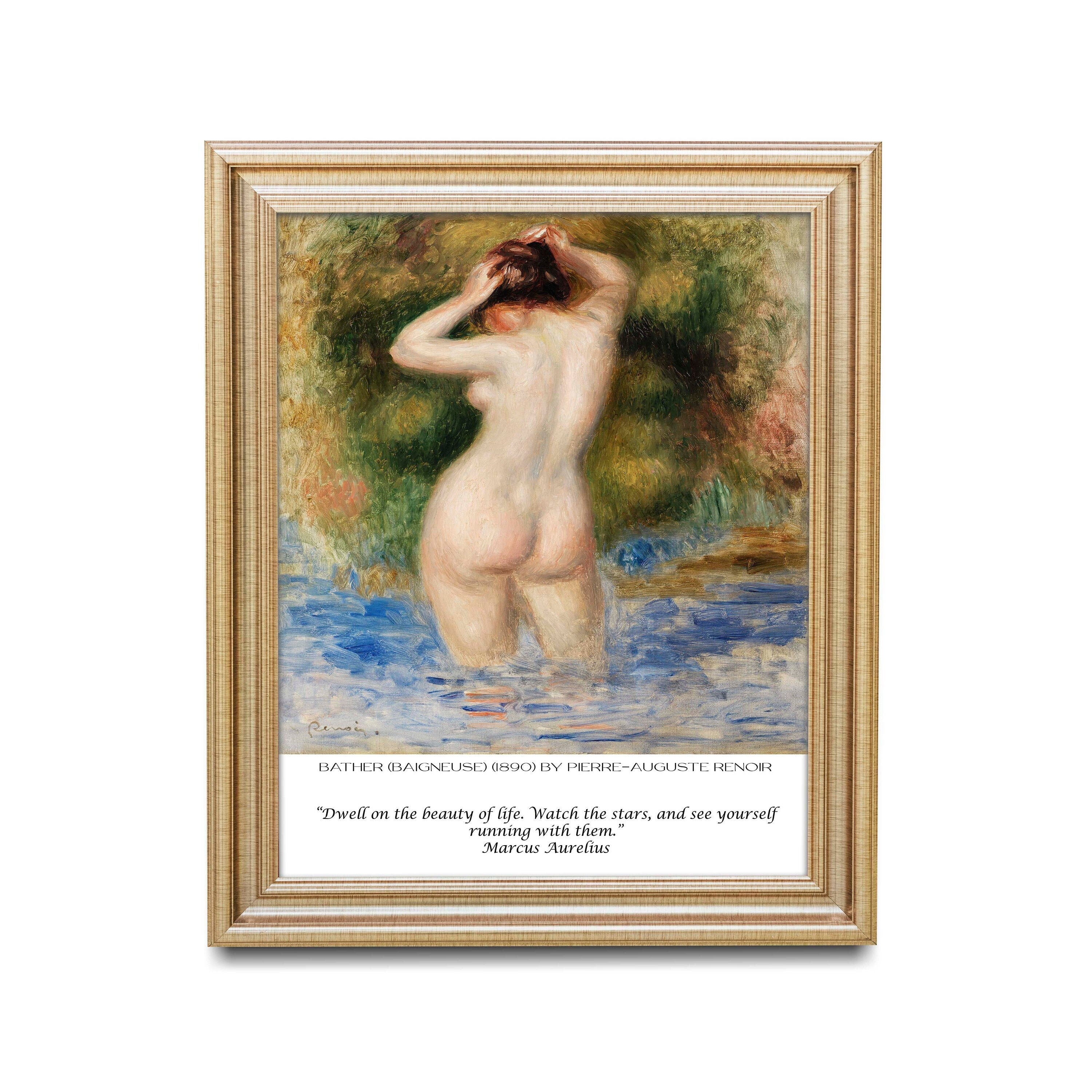 Marcus Aurelius Quote with Renoir Bather Fine Art Print Living Room Wall Art, Don't be afraid