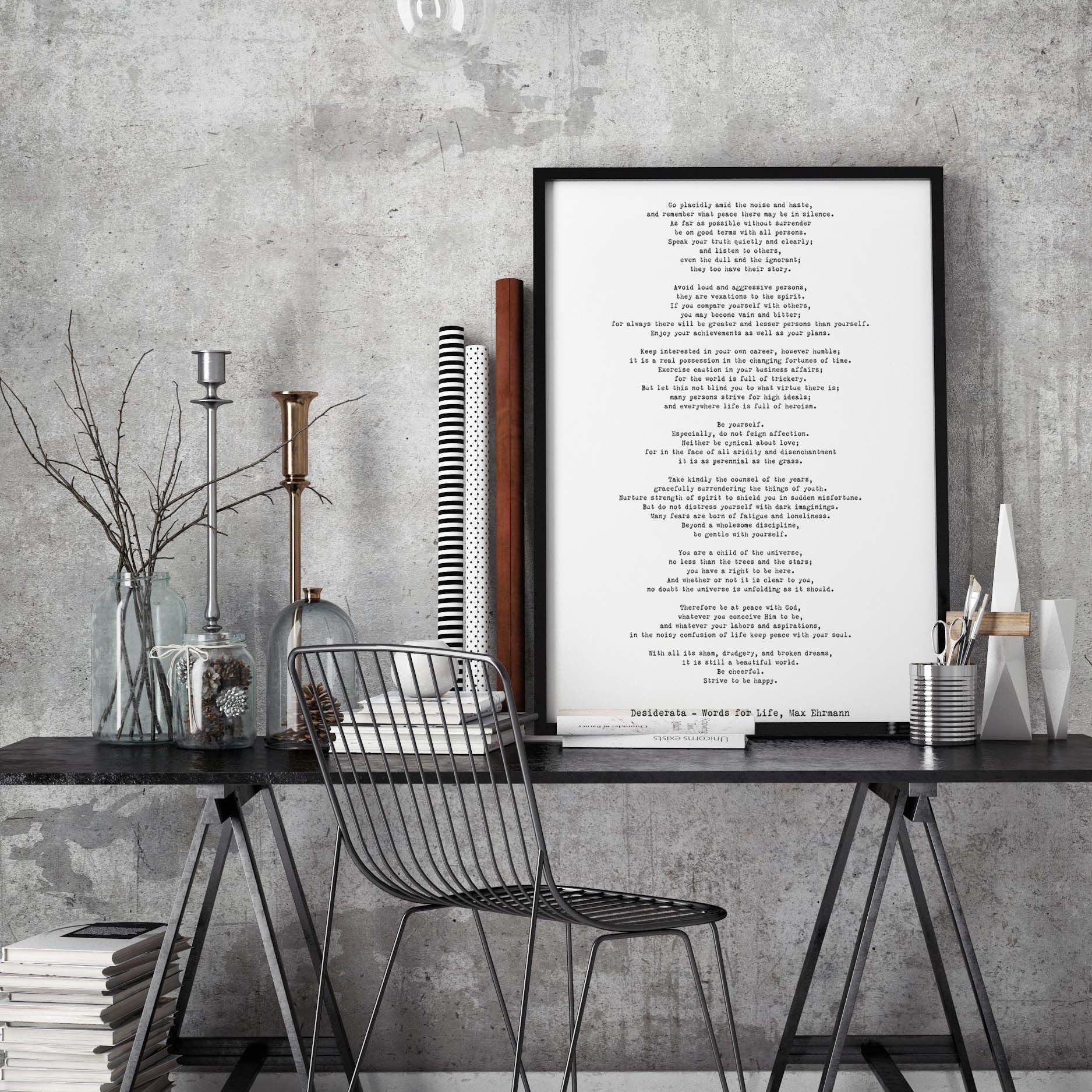Large Poem Art Desiderata Print, Max Ehrmann Literary Quote Print