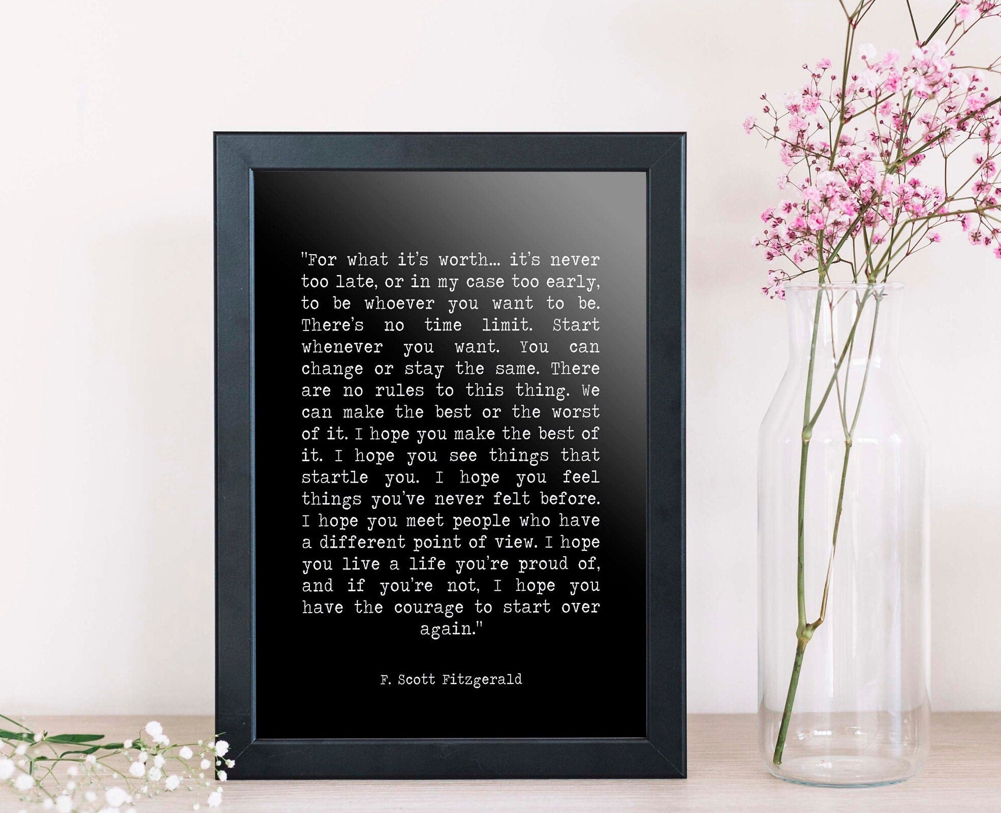 Framed Art F Scott Fitzgerald - Inspirational Print, Framed Quote Make The Best Of It