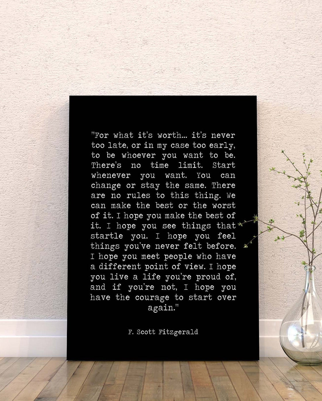 For What It's Worth Quote Canvas Art Print, F Scott Fitzgerald Art Print