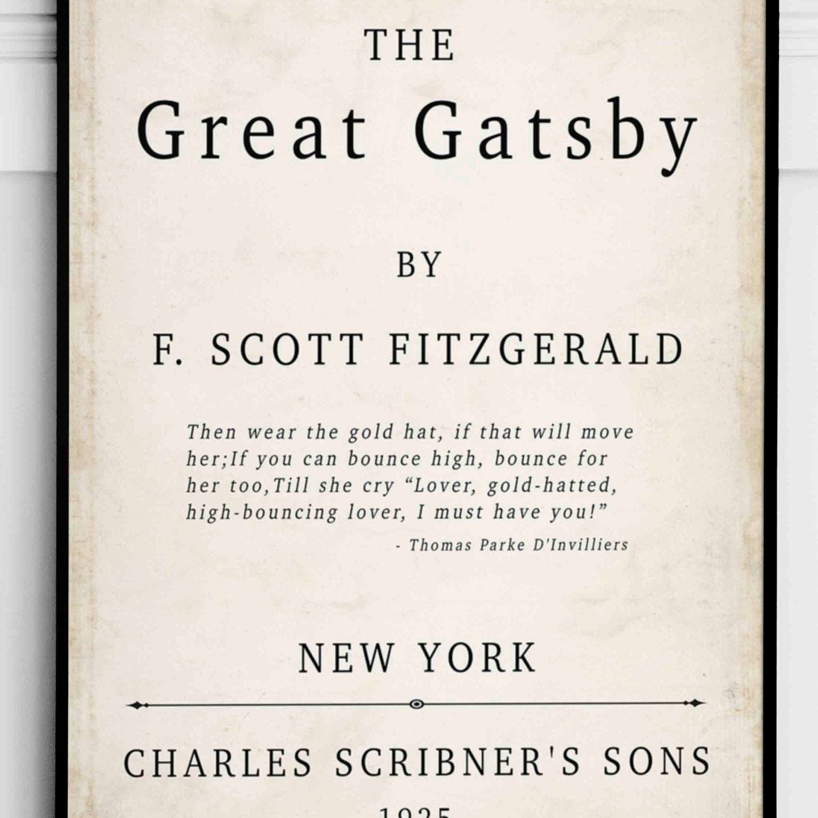 F Scott Fitzgerald The Great Gatsby Inner Title Page Print - Gatsby Wall Art Decor Framed or Unframed Options