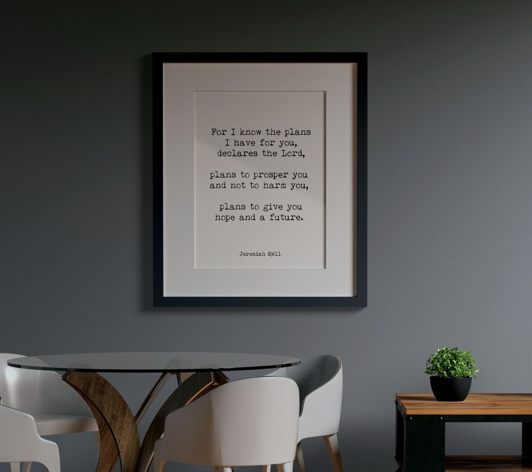 Give you Hope and a Future Jeremiah 29:11 Bible Verse Print, Inspirational Gift Wall Art in Black & White