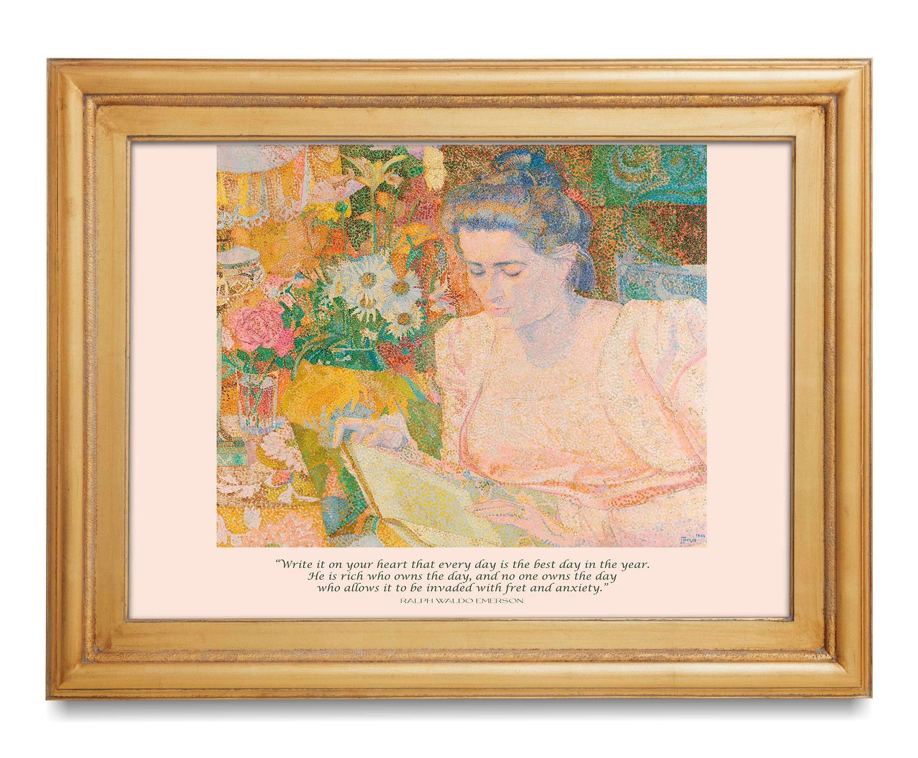 Ralph Waldo Emerson Inspirational Quote, Unframed Jan Toorop Fine Art Prints - Woman Reading