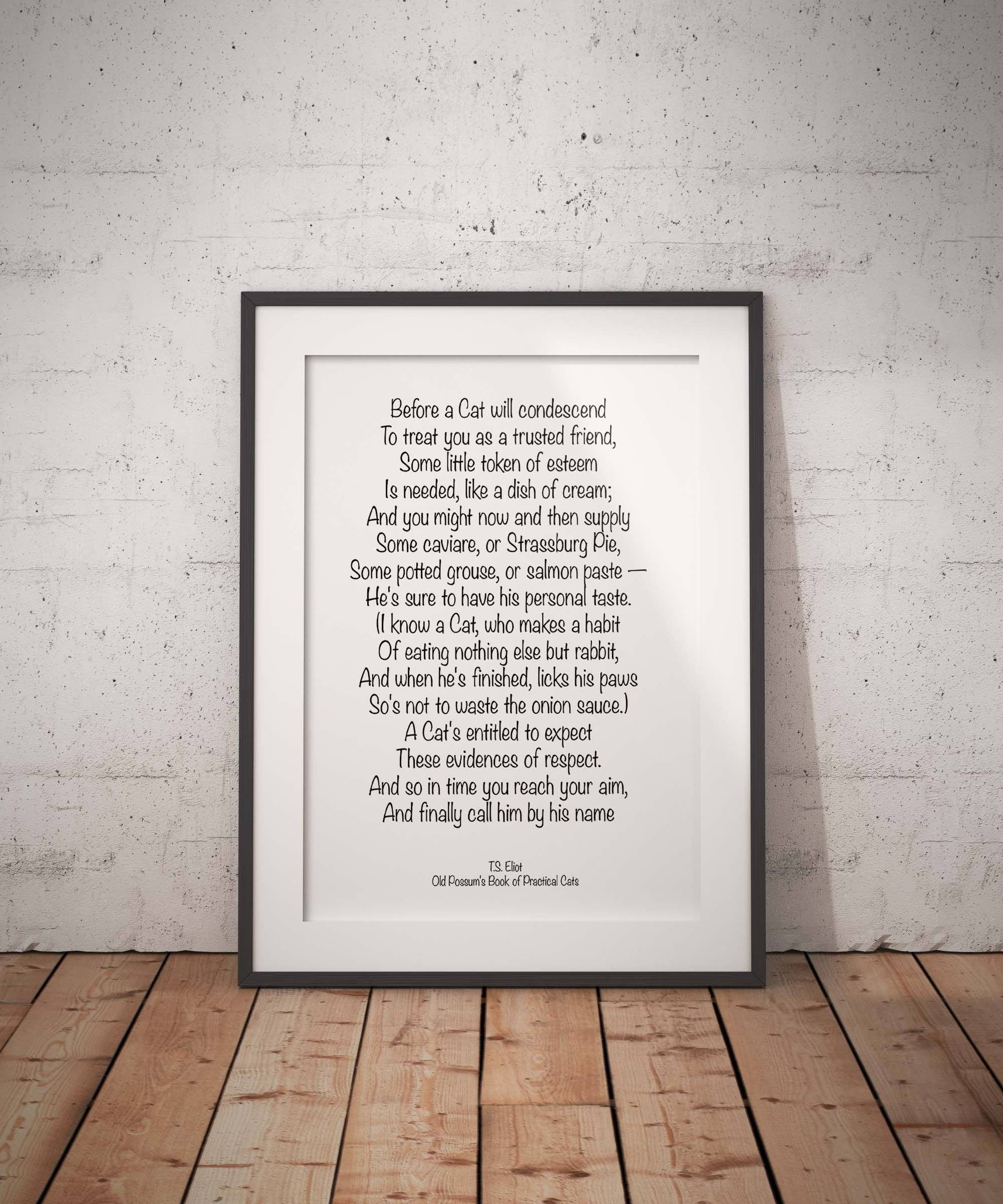 T S Eliot Cat Poem, Old Possum's Book Of Practical Cats Wall Art Print