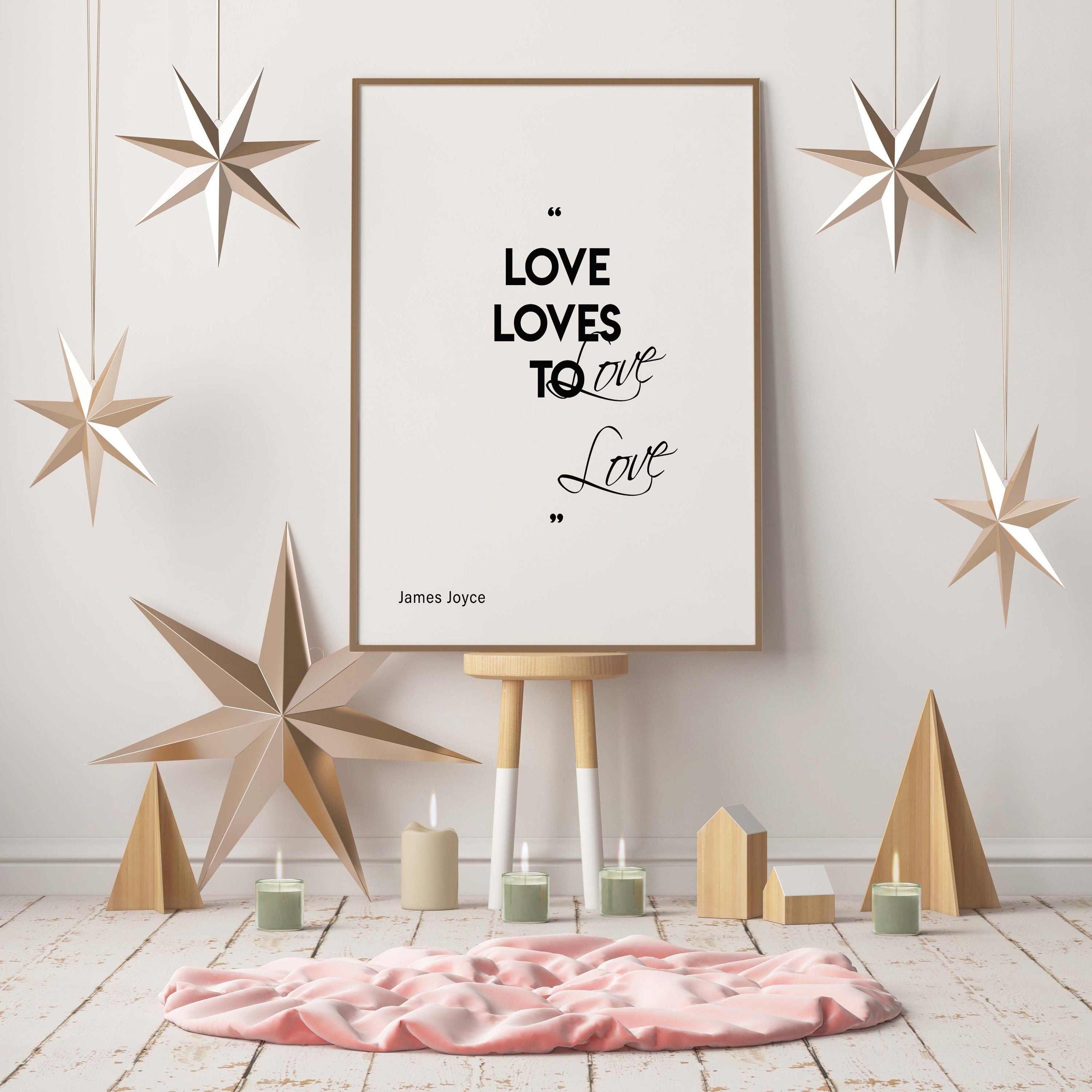 James Joyce Wall Art Prints, Ulysses Love Quote In Black And White - Love Loves To Love