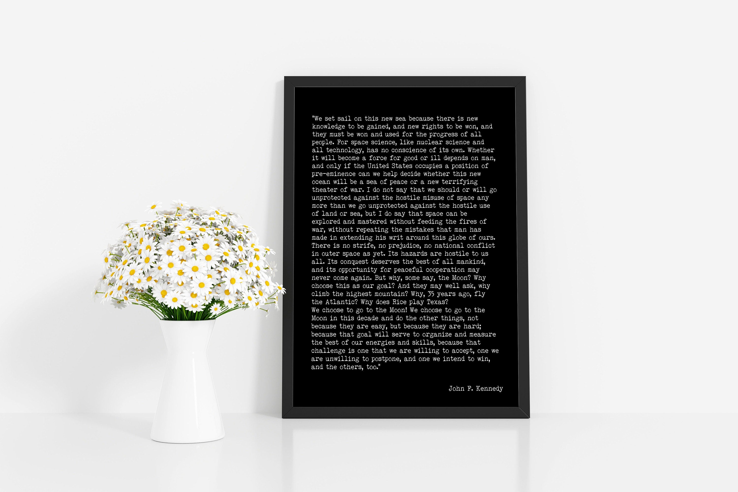 John F. Kennedy Quote Print, We Choose To Go To The Moon Inspirational Art