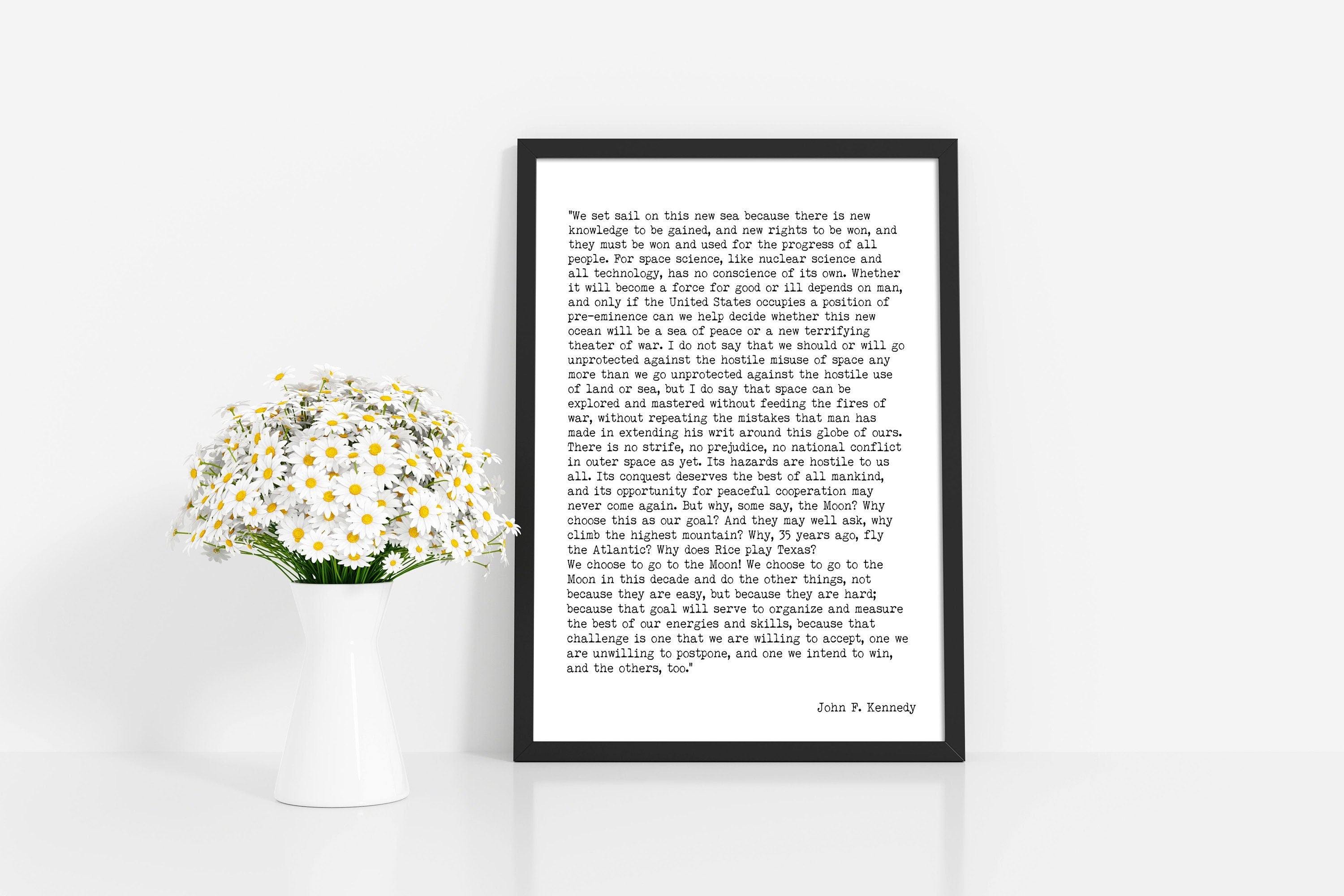 John F. Kennedy Quote Print, We Choose To Go To The Moon Inspirational Art