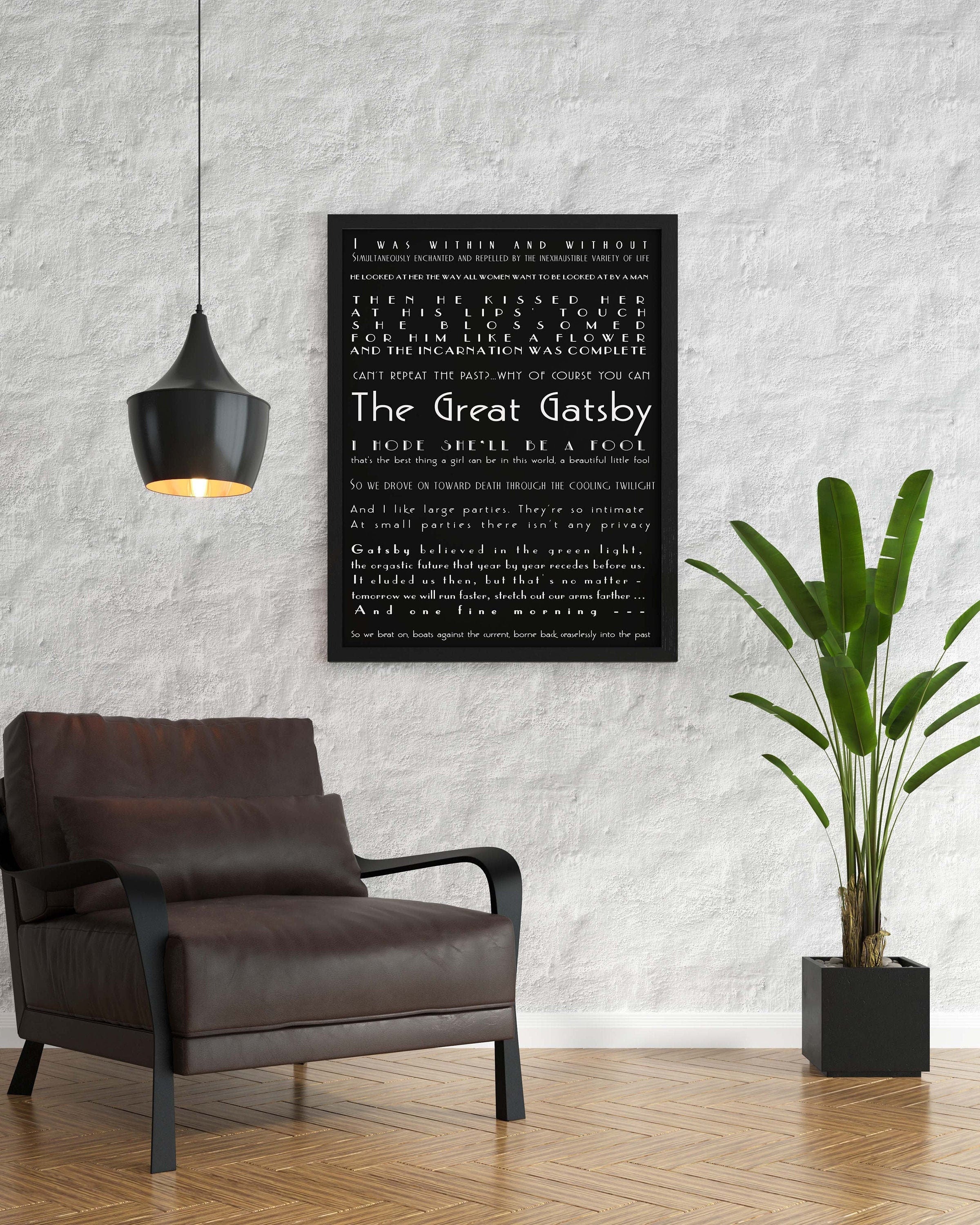 Great Gatsby Quotes Framed Print, Literary Print