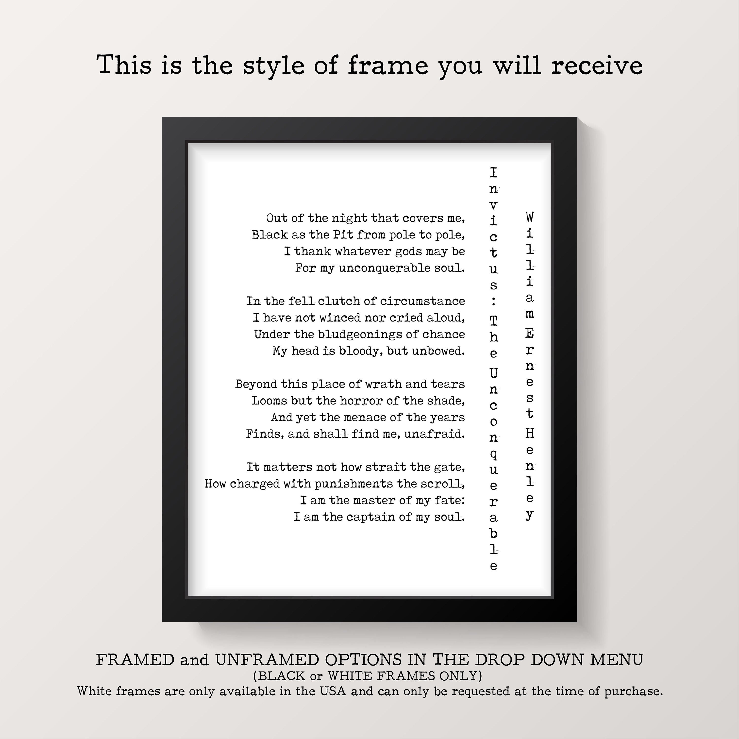 Invictus Print, I am the Master of my Fate Motivational Poster Inspiring Print