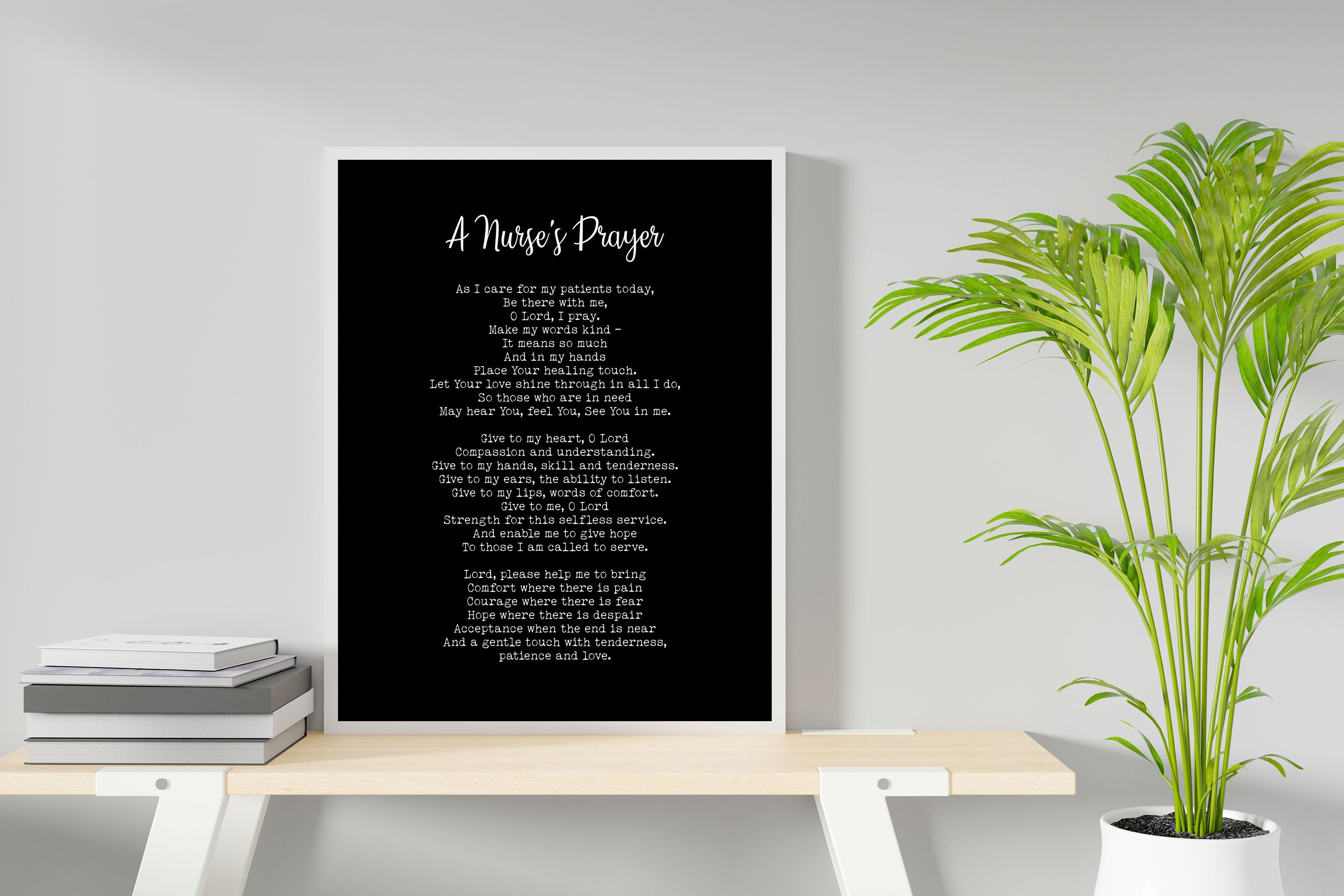 A Nurse's Prayer Print, Doctor's Prayer Literary Art in Black & White or Vintage Style Framed Unframed