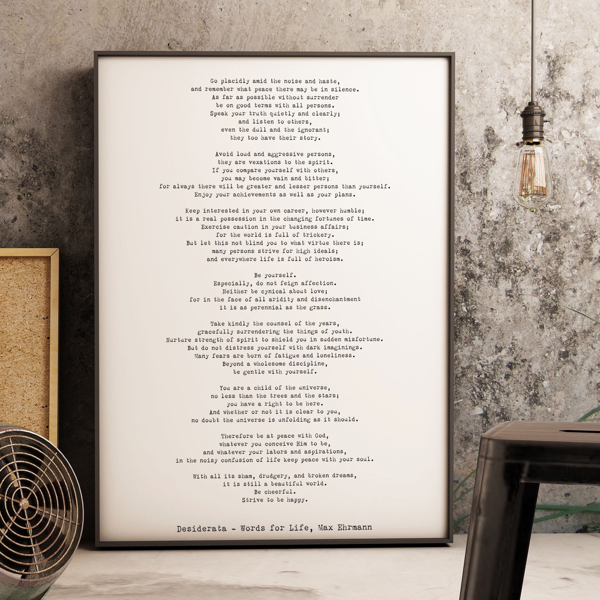 Desiderata Framed Art Print by Max Ehrmann