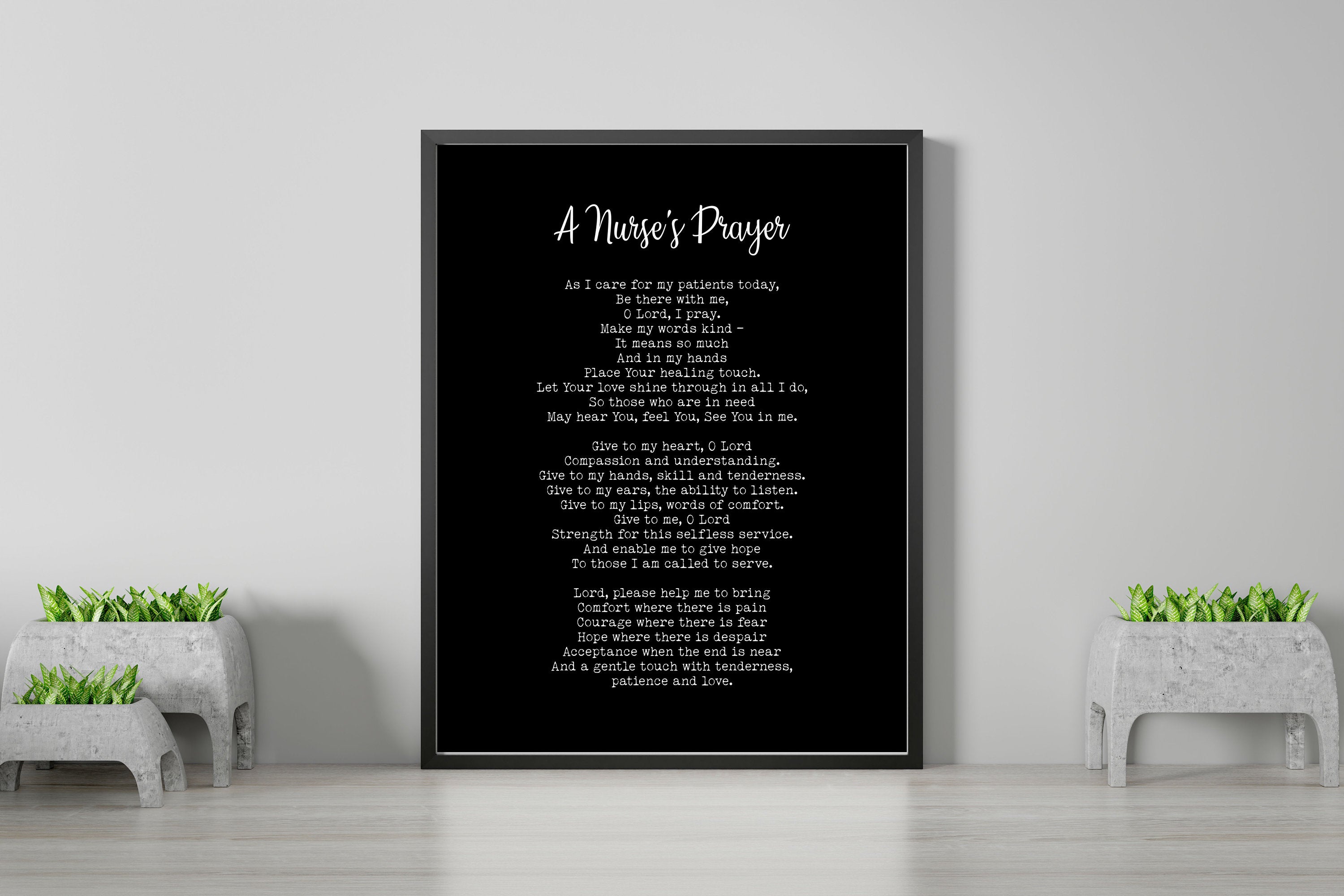 A Nurse's Prayer Print, Doctor's Prayer Literary Art in Black & White or Vintage Style Framed Unframed