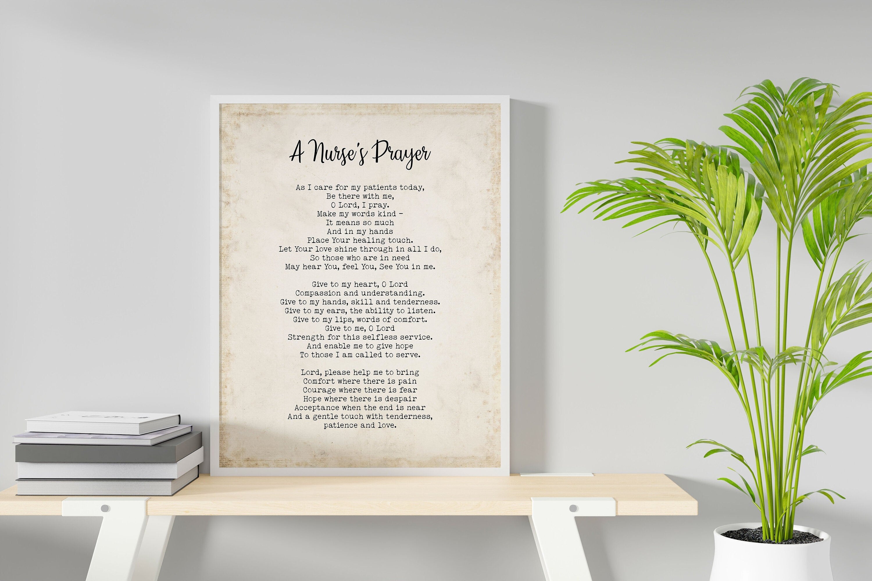 A Nurse's Prayer Print, Doctor's Prayer Literary Art in Black & White or Vintage Style Framed Unframed