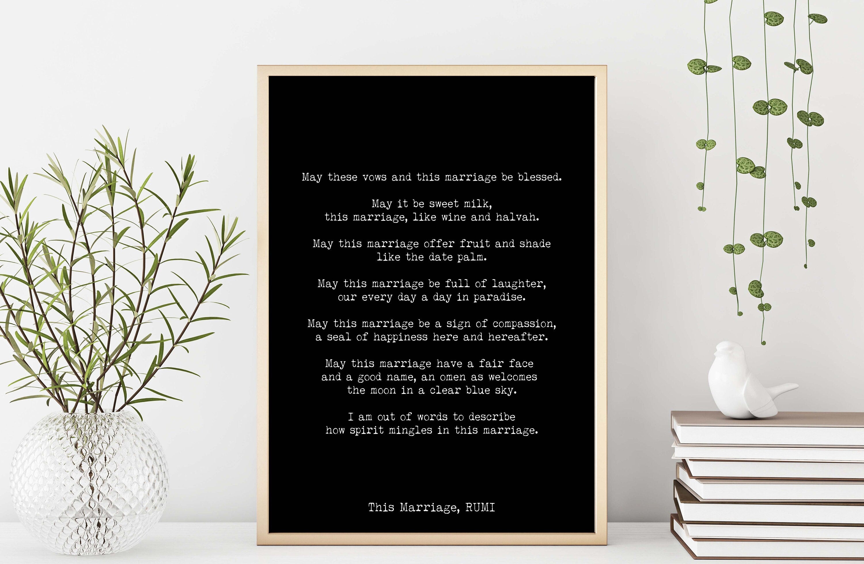 RUMI Marriage Poem Gift, Wedding Print