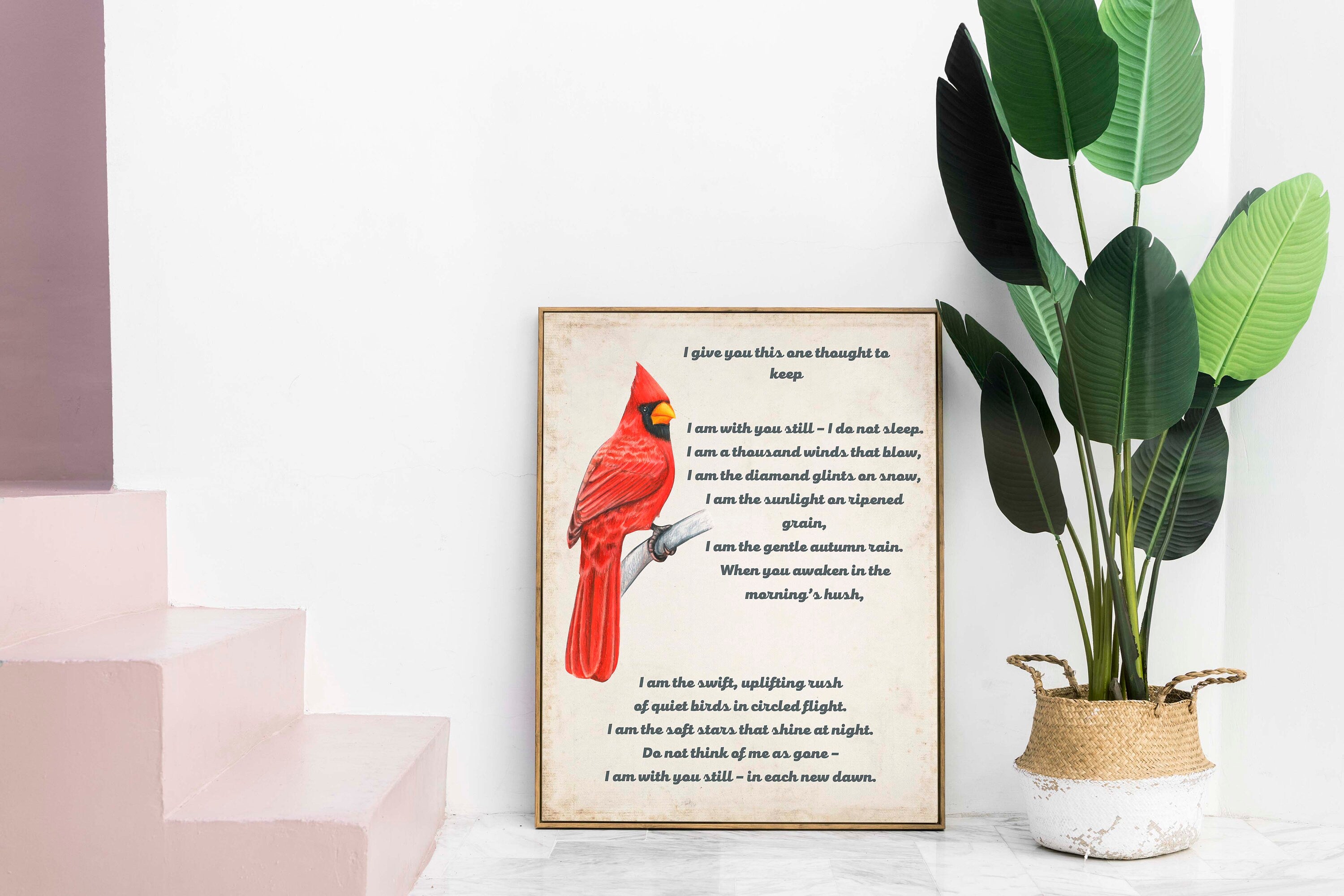 I Give You This One Thought To Keep Native American Prayer Quote Print With Watercolor Red Cardinal Bird, Inspirational Gift Wall Art Print