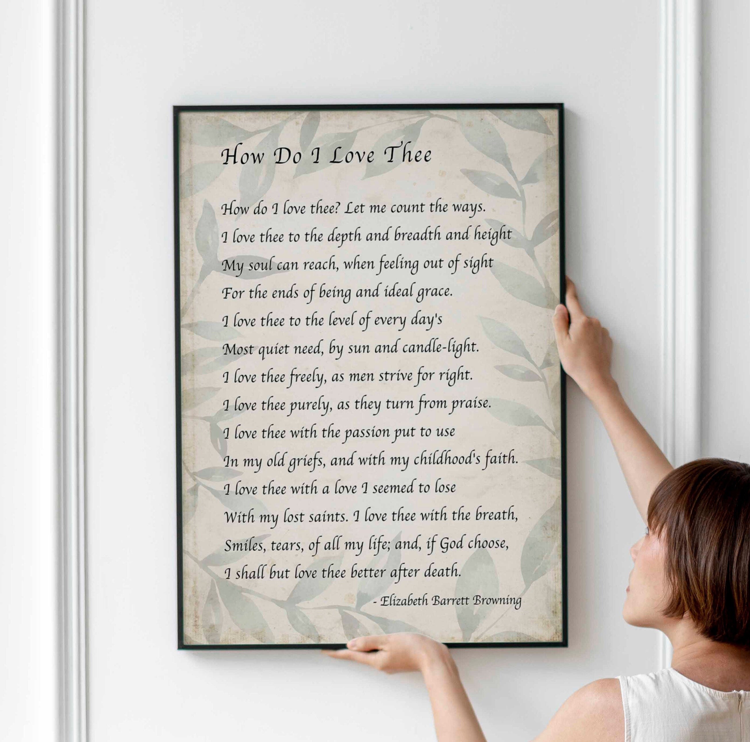 Elizabeth Barrett Browning, How Do I Love Thee Poetry Quote Art