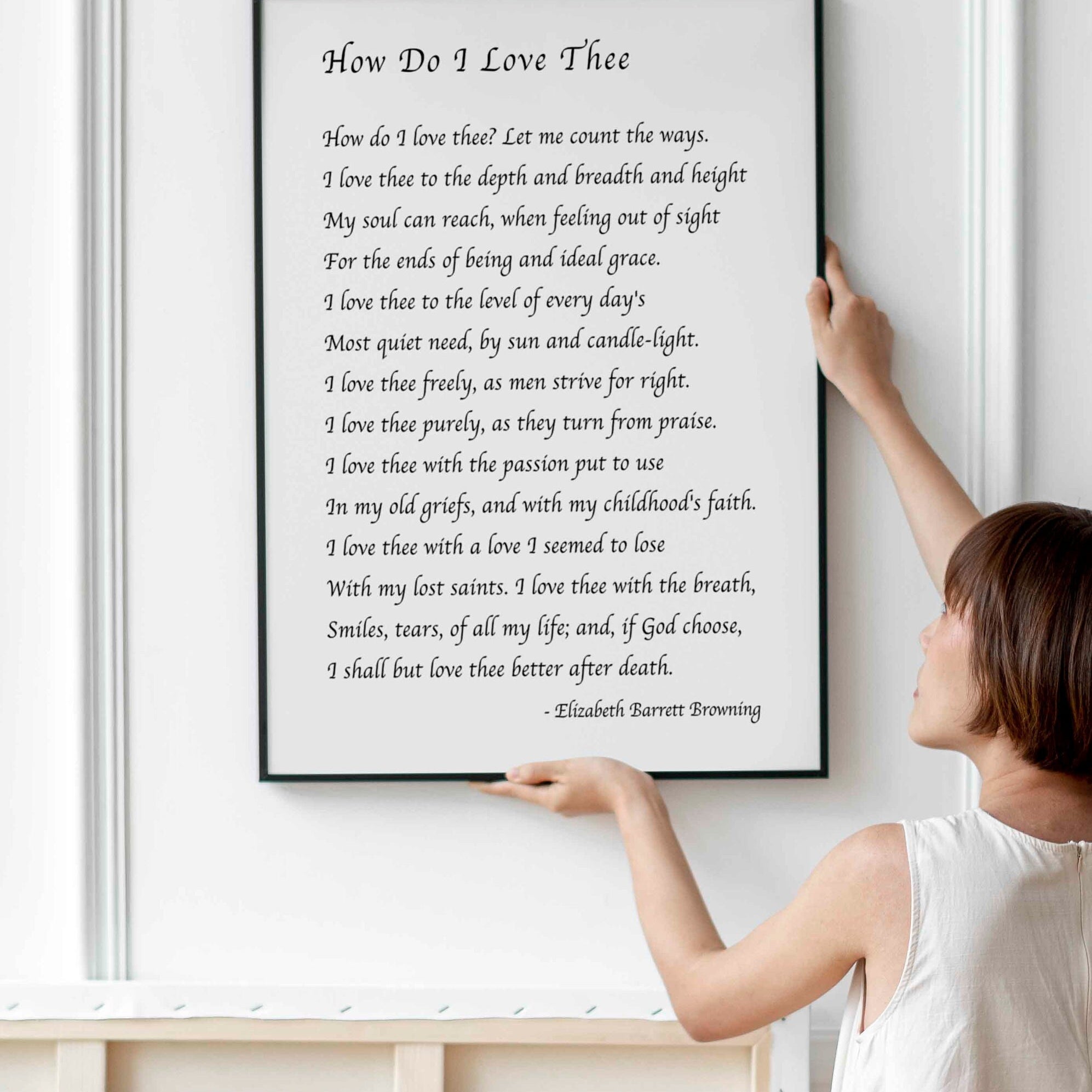 Elizabeth Barrett Browning, How Do I Love Thee Poetry Quote Art