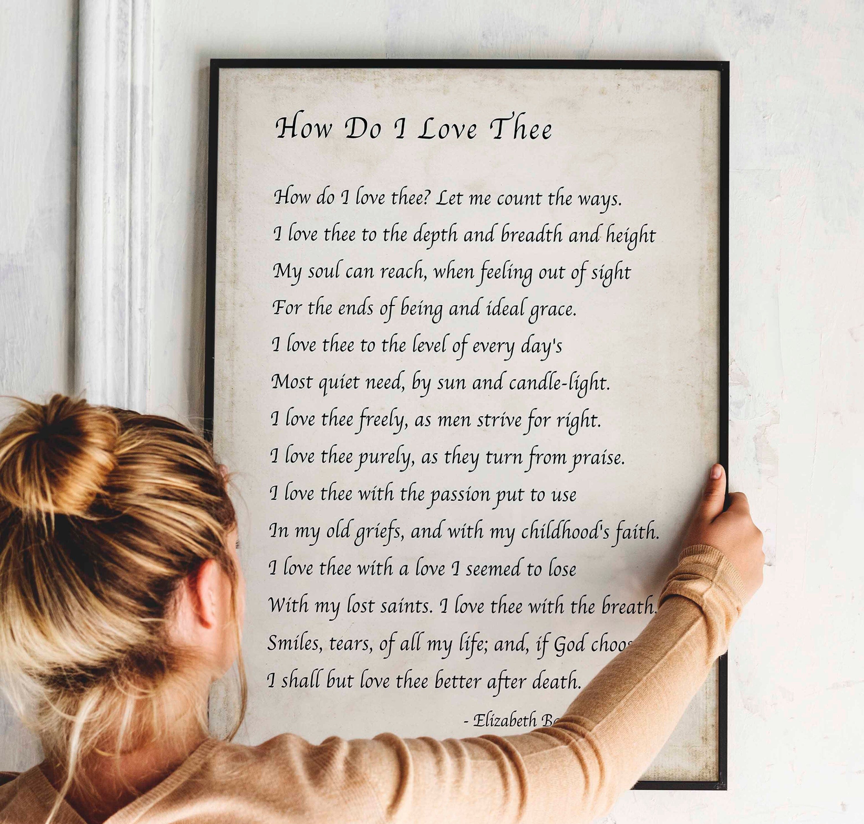 Elizabeth Barrett Browning, How Do I Love Thee Poetry Quote Art