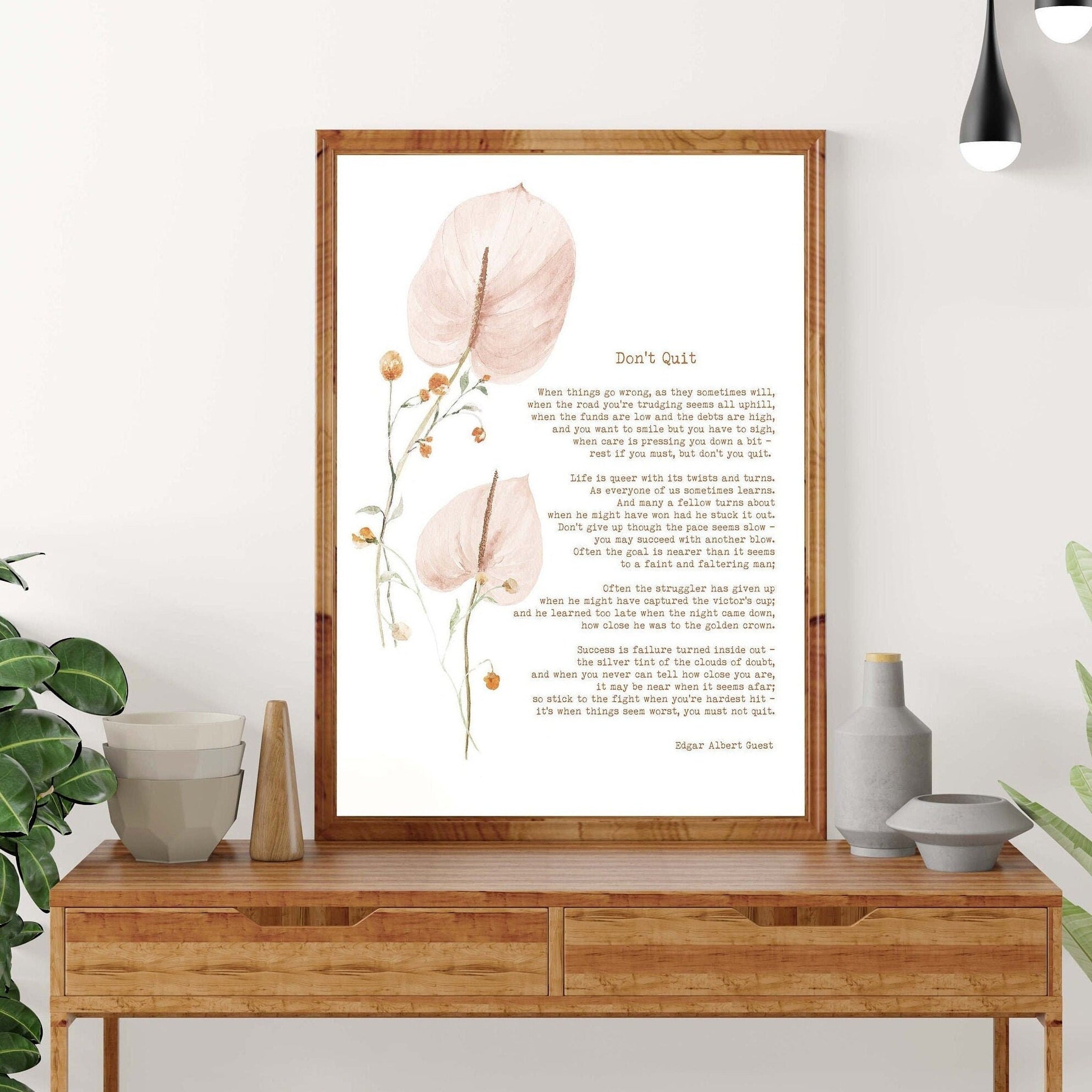 Edgar Albert Guest Poem Don't Quit Inspirational Wall Art Prints, Poetry Print In Colour Or Black & White Art