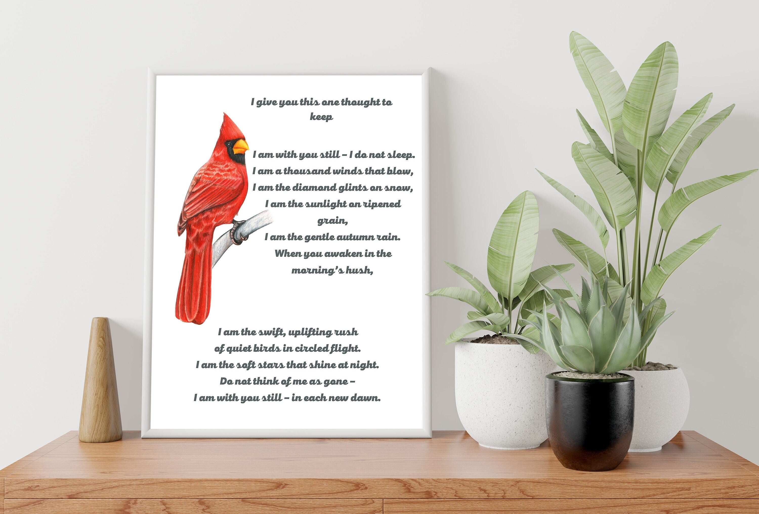I Give You This One Thought To Keep Native American Prayer Quote Print With Watercolor Red Cardinal Bird, Inspirational Gift Wall Art Print